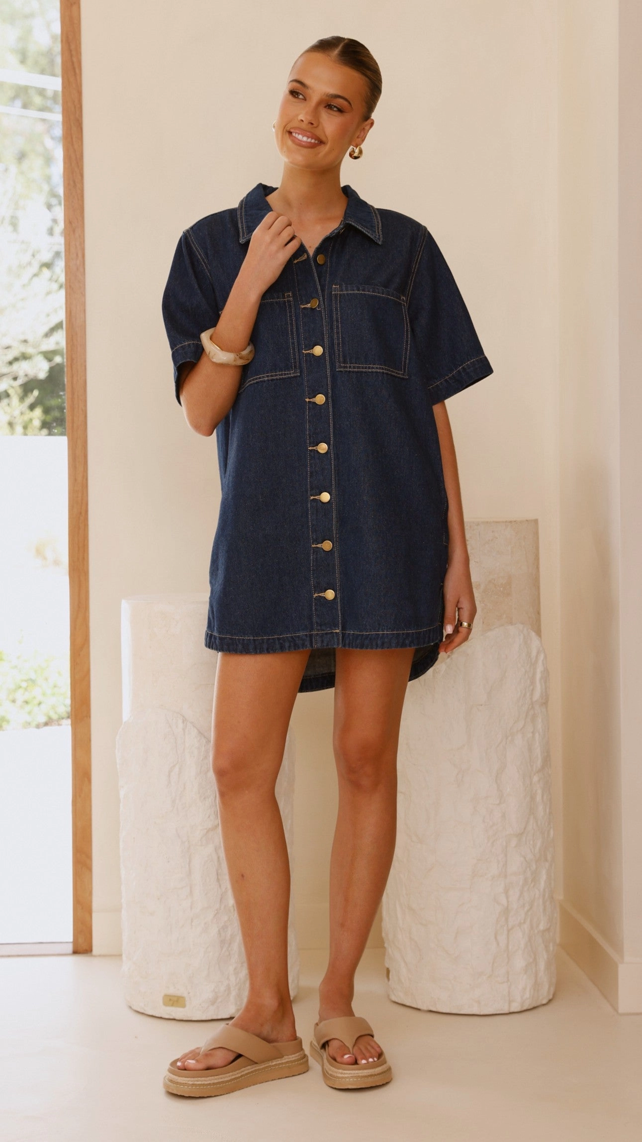 Rayna Denim Mini Dress - Indigo Night wear Influencer-Style