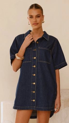Classic Motion Rayna Denim Mini Dress - Indigo