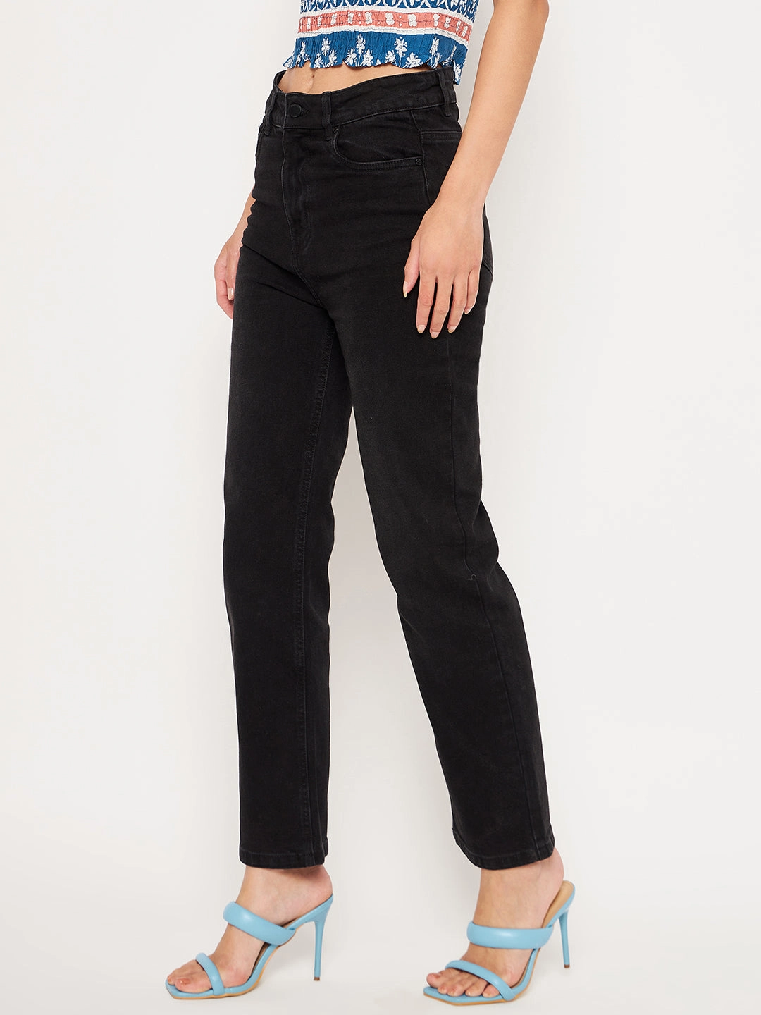 Reinforced Stitching Details Madame Black Denim