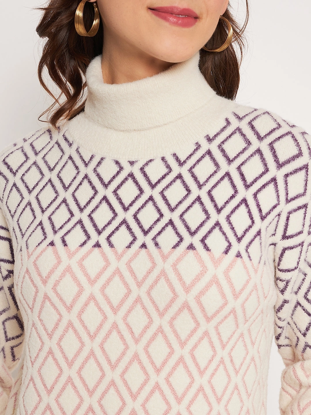 Comfortable knit piece Madame Beige High Neck Sweater