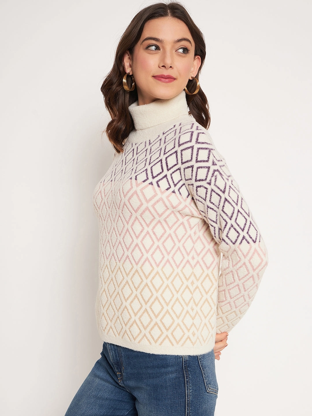 Outdoor Comfort Anti Pilling Treatment Madame Beige High Neck Sweater