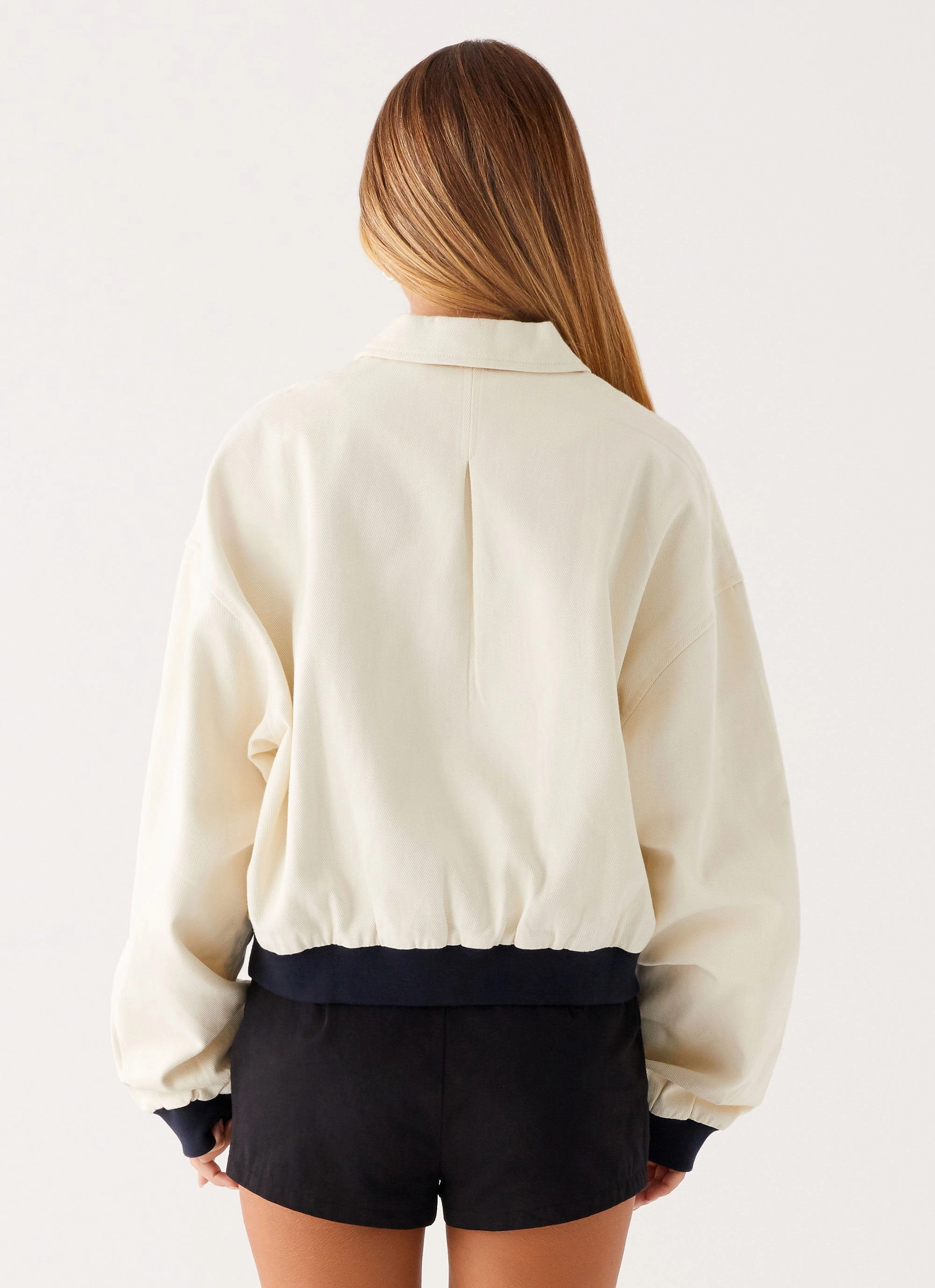 Reese Bomber Jacket - White Stretch Comfort Design