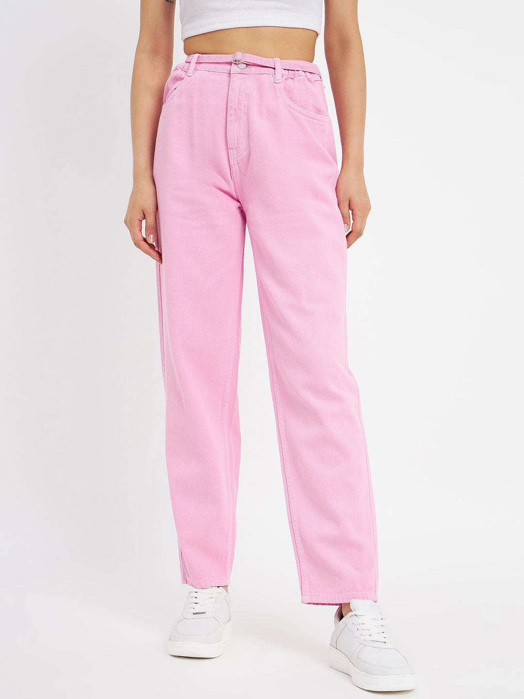 Madame Pink Denim Shopping Day Street Fashion Textured