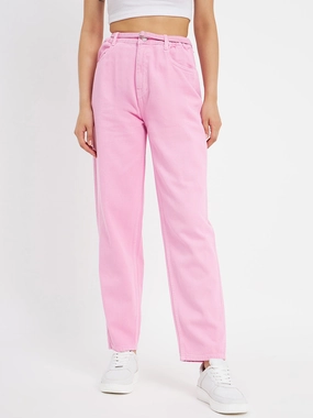 Madame Pink Denim Shopping Day Street Fashion Textured
