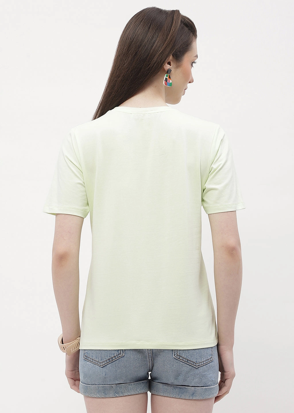 Madame Logo Print Neon Green Regular T-Shirt Cool Weather Wear
