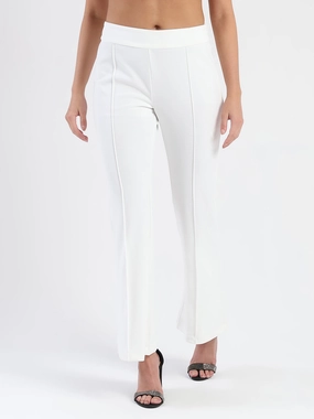Sport Layer LightweightInsulation Madame Side Zipper Flared White Knitted Moss Trousers