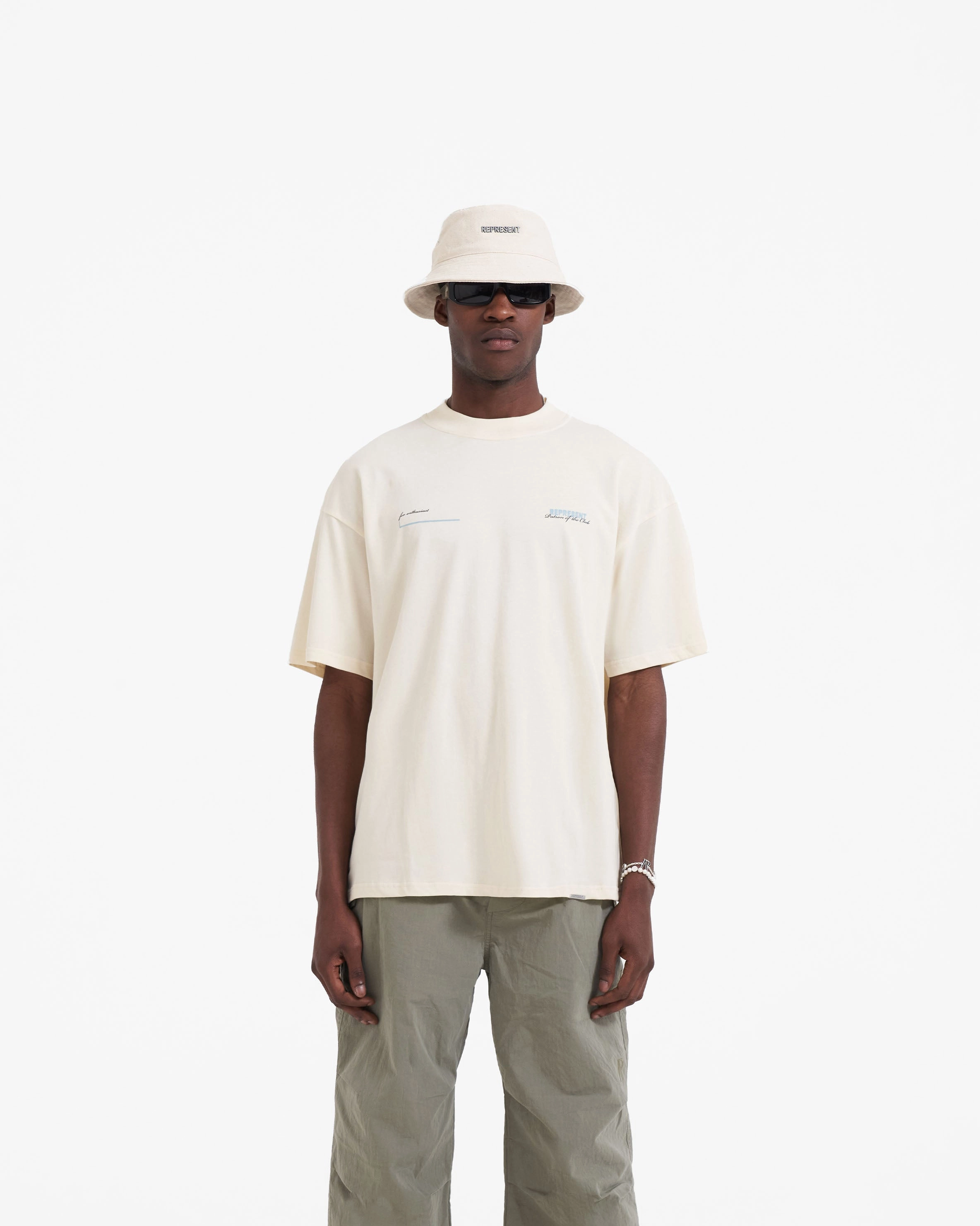 Comfort Apparel Timeless and Chic Patron Of The Club T-Shirt - Buttercream Powder Blue