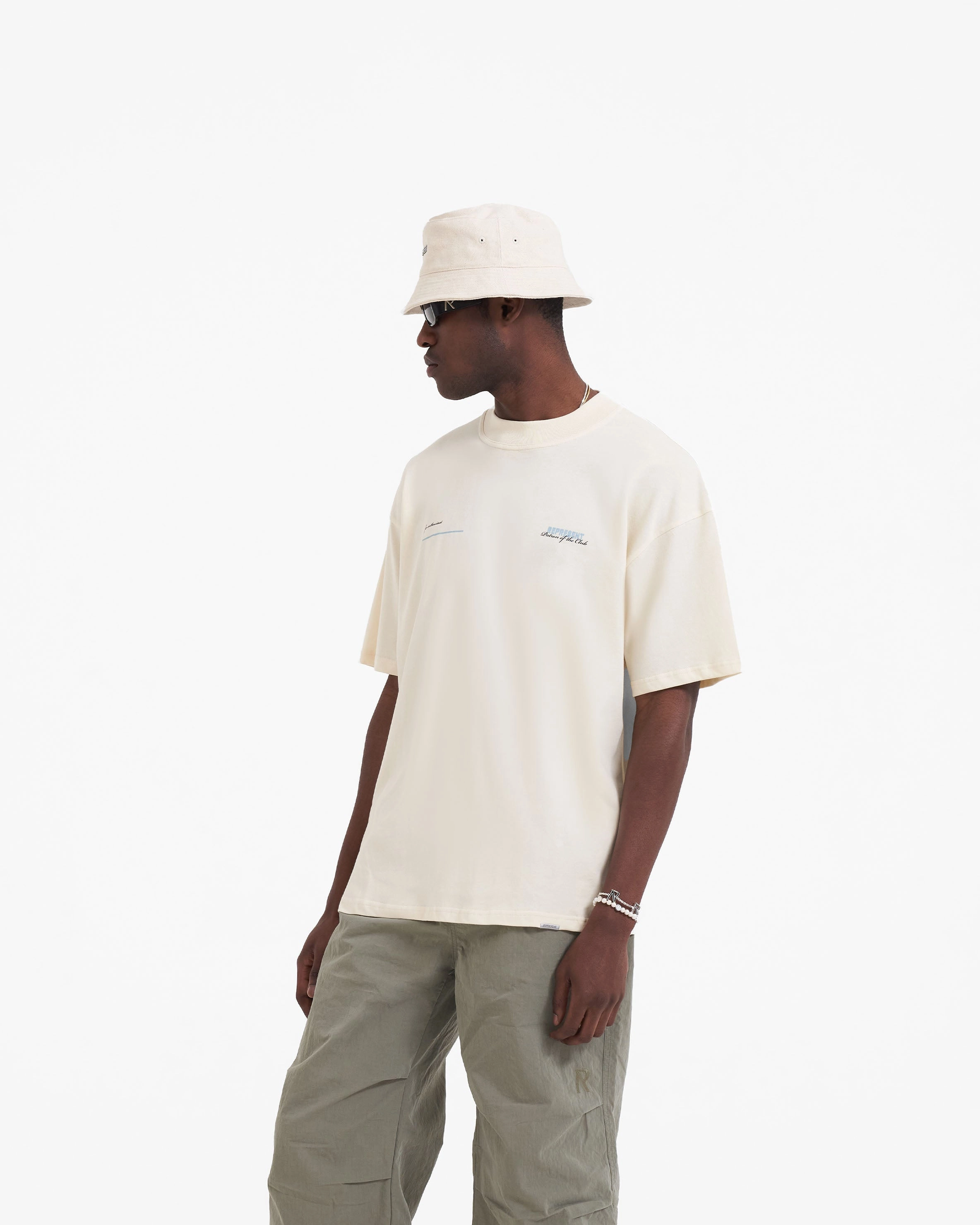 Simple and Chic Easy Wear Style Patron Of The Club T-Shirt - Buttercream Powder Blue