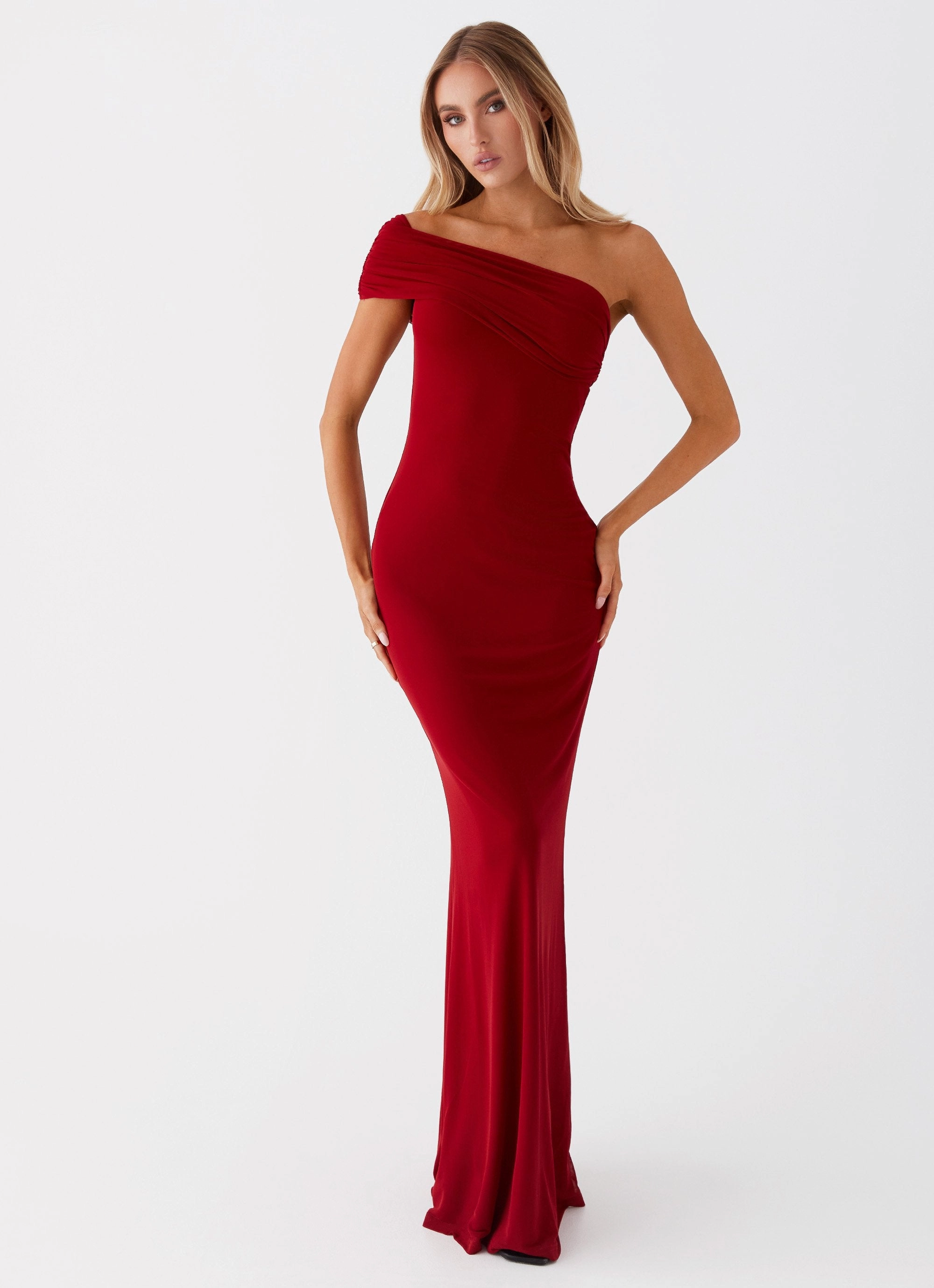 Relax Mode Sheer Layer Reine Maxi Dress - Red
