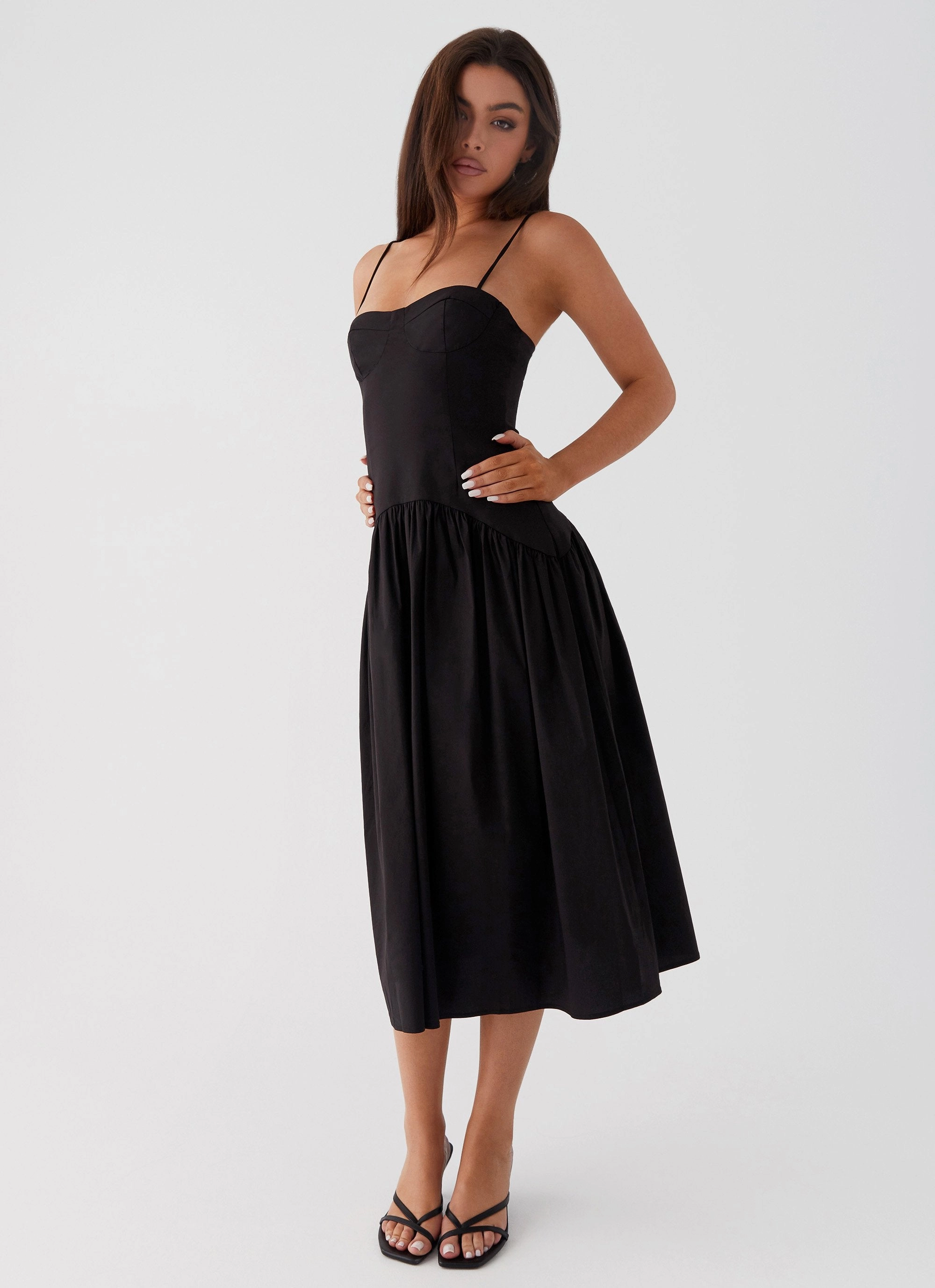 Yvette Corset Midi Dress - Black Chic Vibe