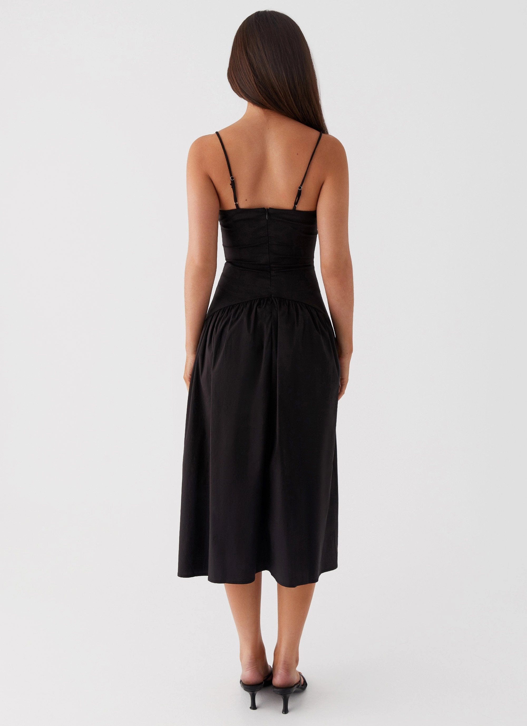 Yvette Corset Midi Dress - Black Airy Layer