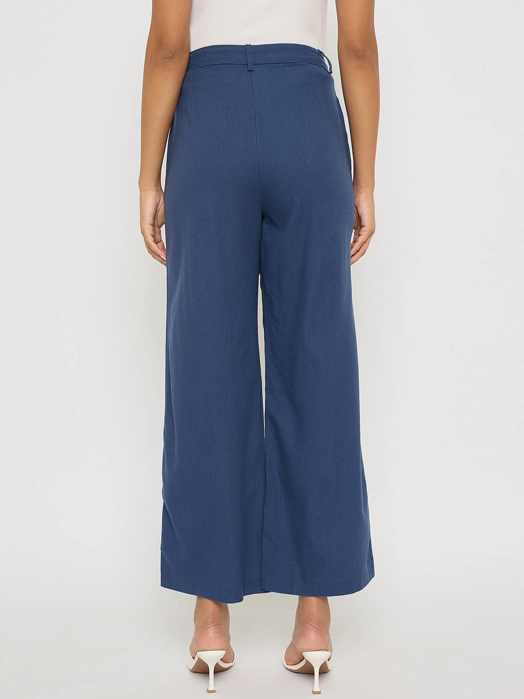 Comfy Style Cozy Material Madame Solid Navy Blue Rayon Blend Gurkha Trousers