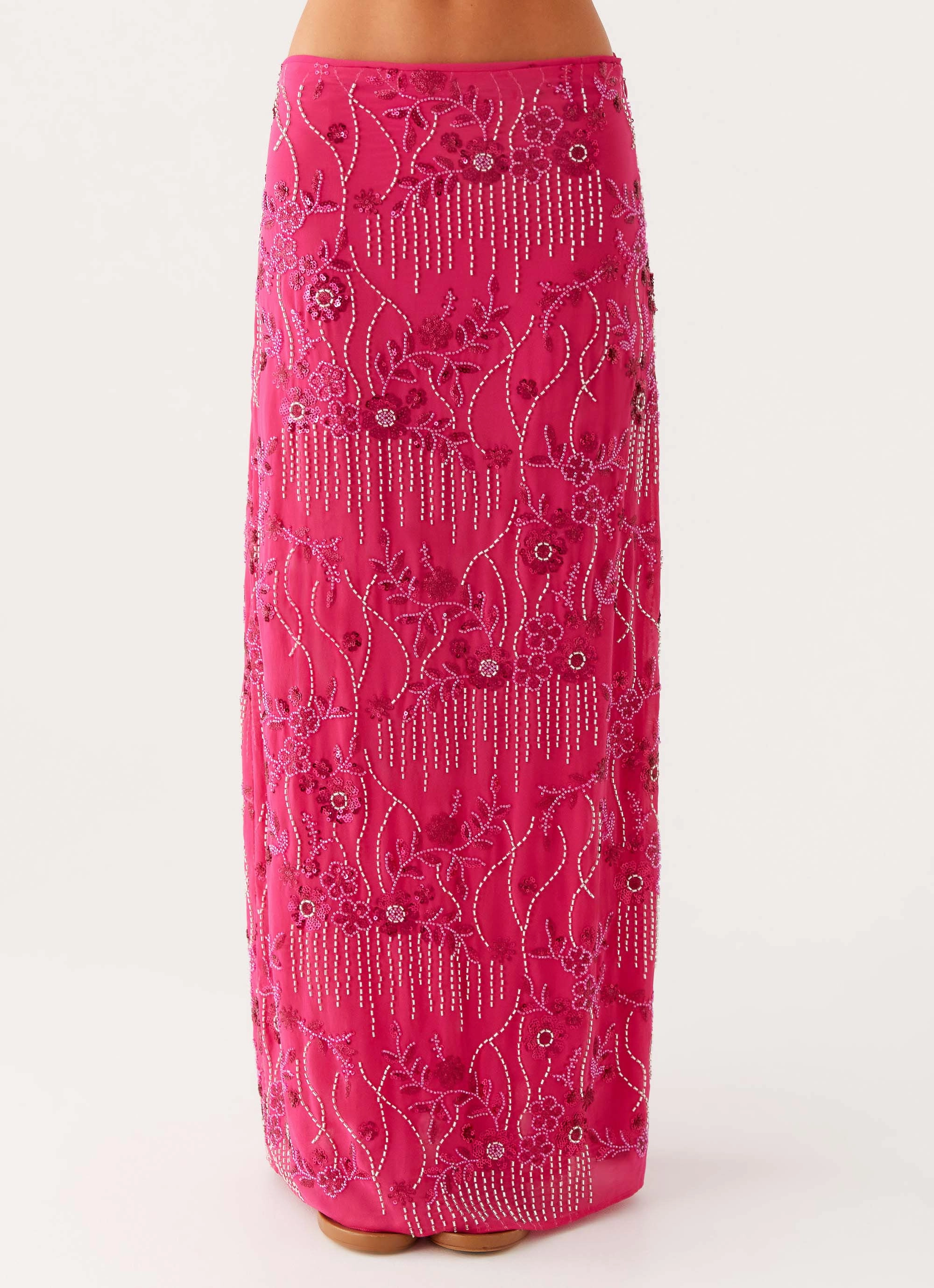 Corinna Low Rise Sequin Maxi Skirt - Fuchsia Stylish Choice
