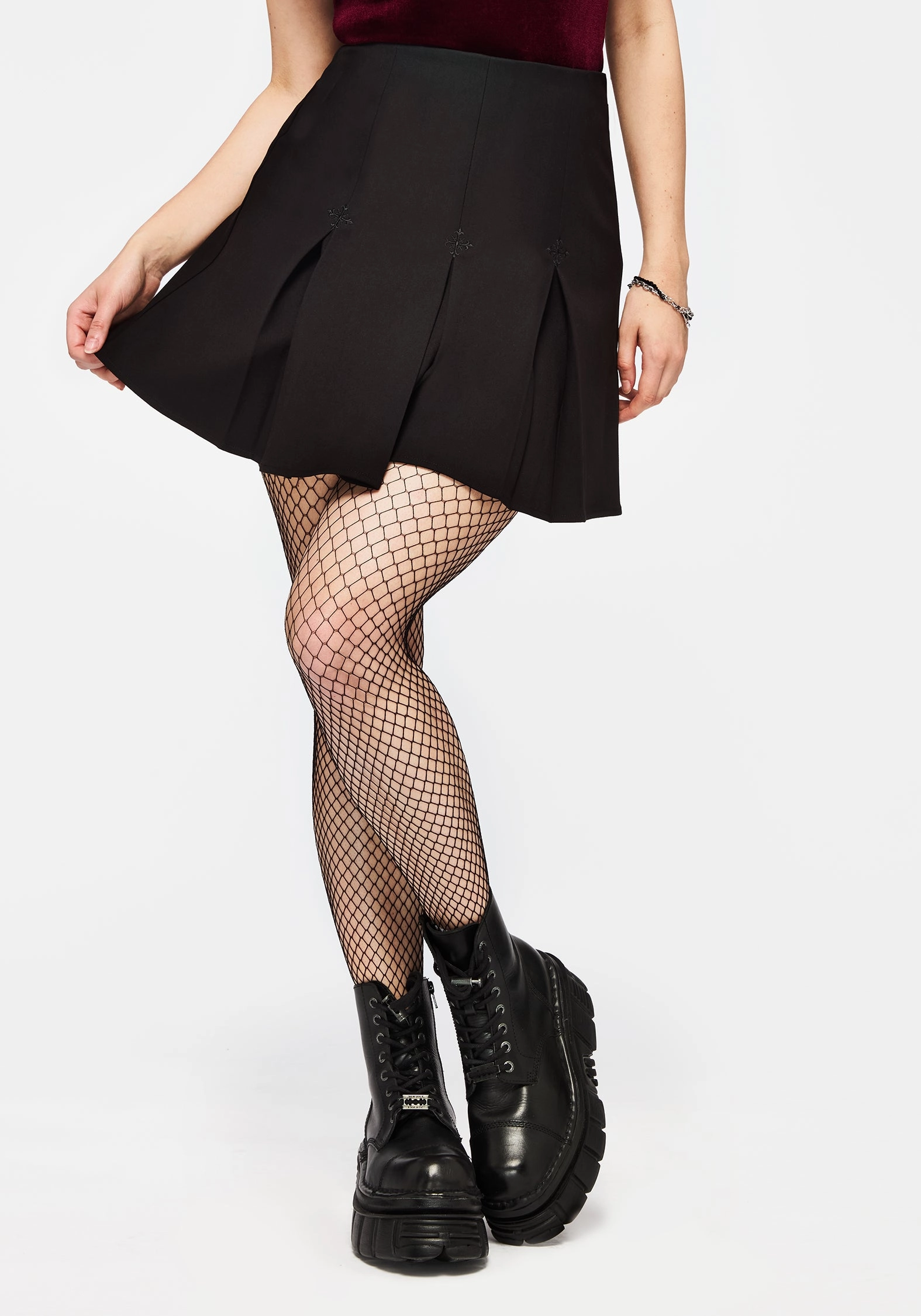 music concert Soul Embroidered Pleated Mini Skirt
