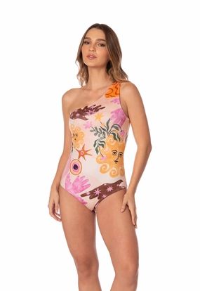 Ocean Adventure Buttery Soft Texture Renacer One Shoulder One Piece