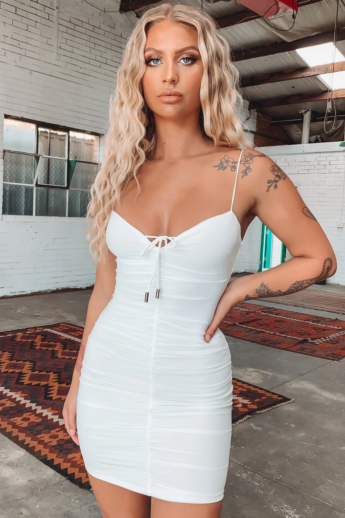 Renn Dress - White Fluid Shape Layered Form