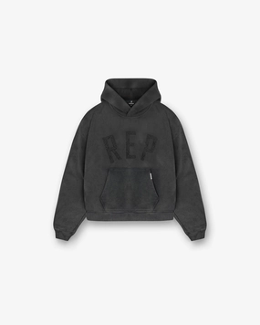 Rep Applique Hoodie - Vintage Black Lounge Wear Moisture wicking
