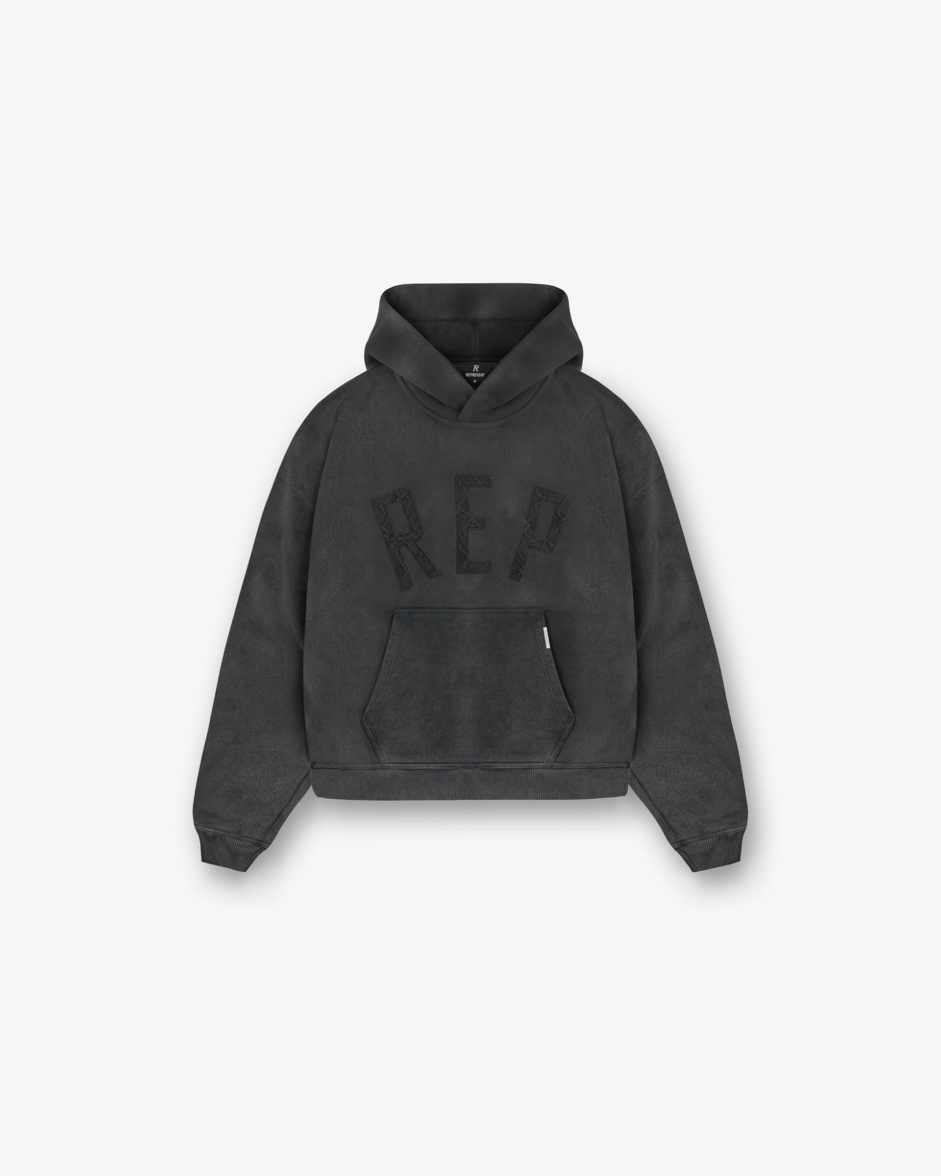 Rep Applique Hoodie - Vintage Black Lounge Wear Moisture wicking