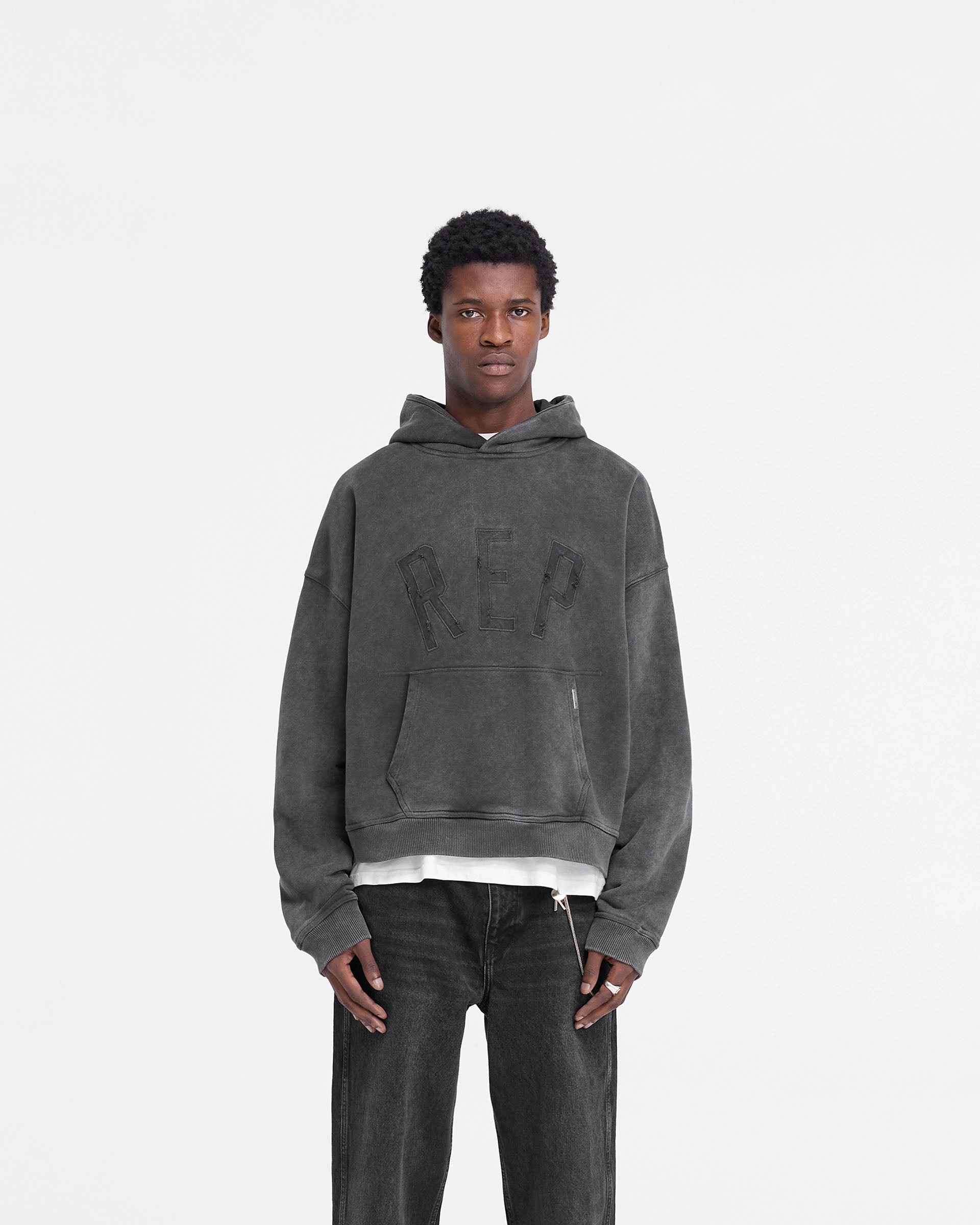 Rep Applique Hoodie - Vintage Black Casual Ease Street Ready