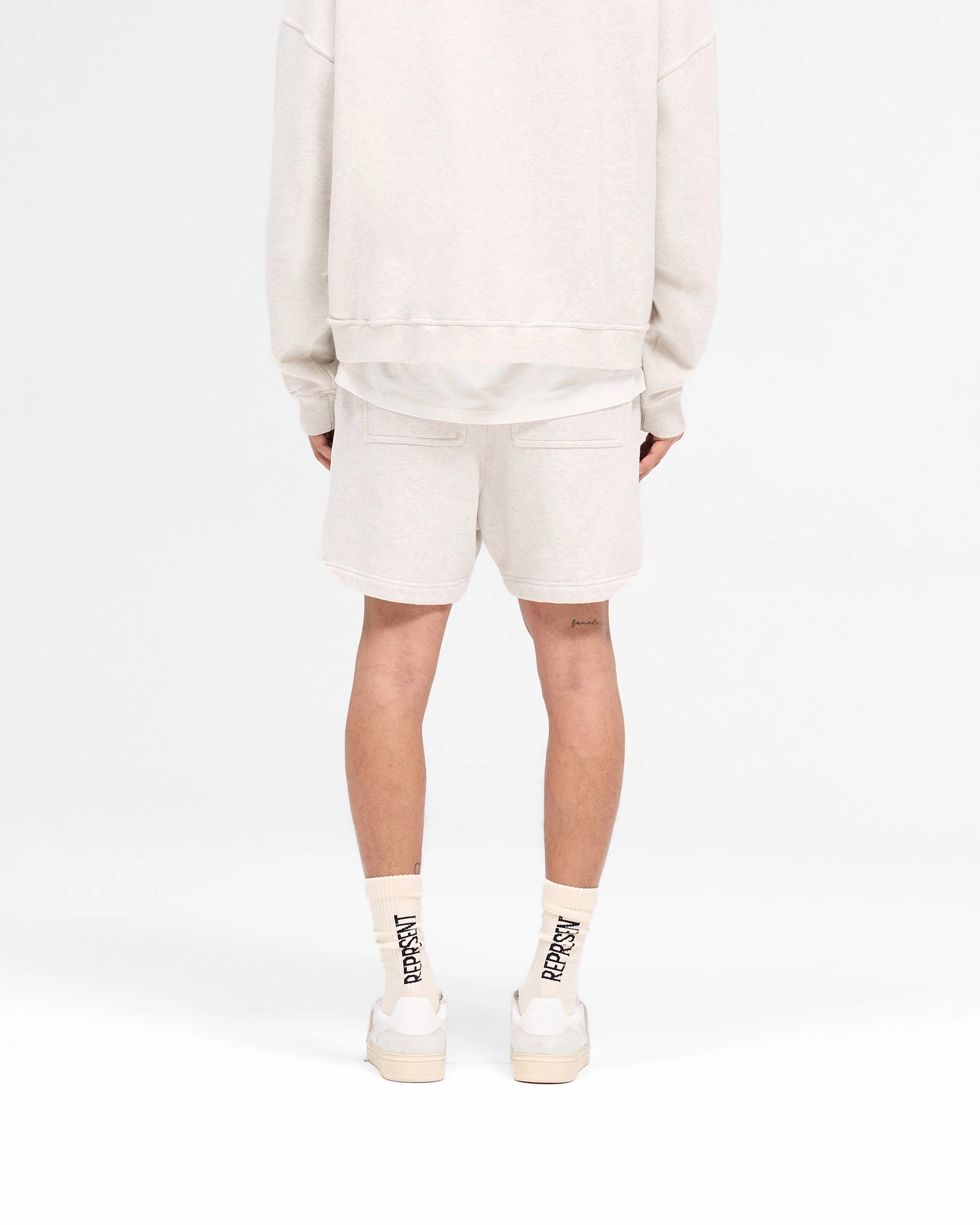 Anti Slip Grip Technology Rep Applique Shorts - Cream Marl