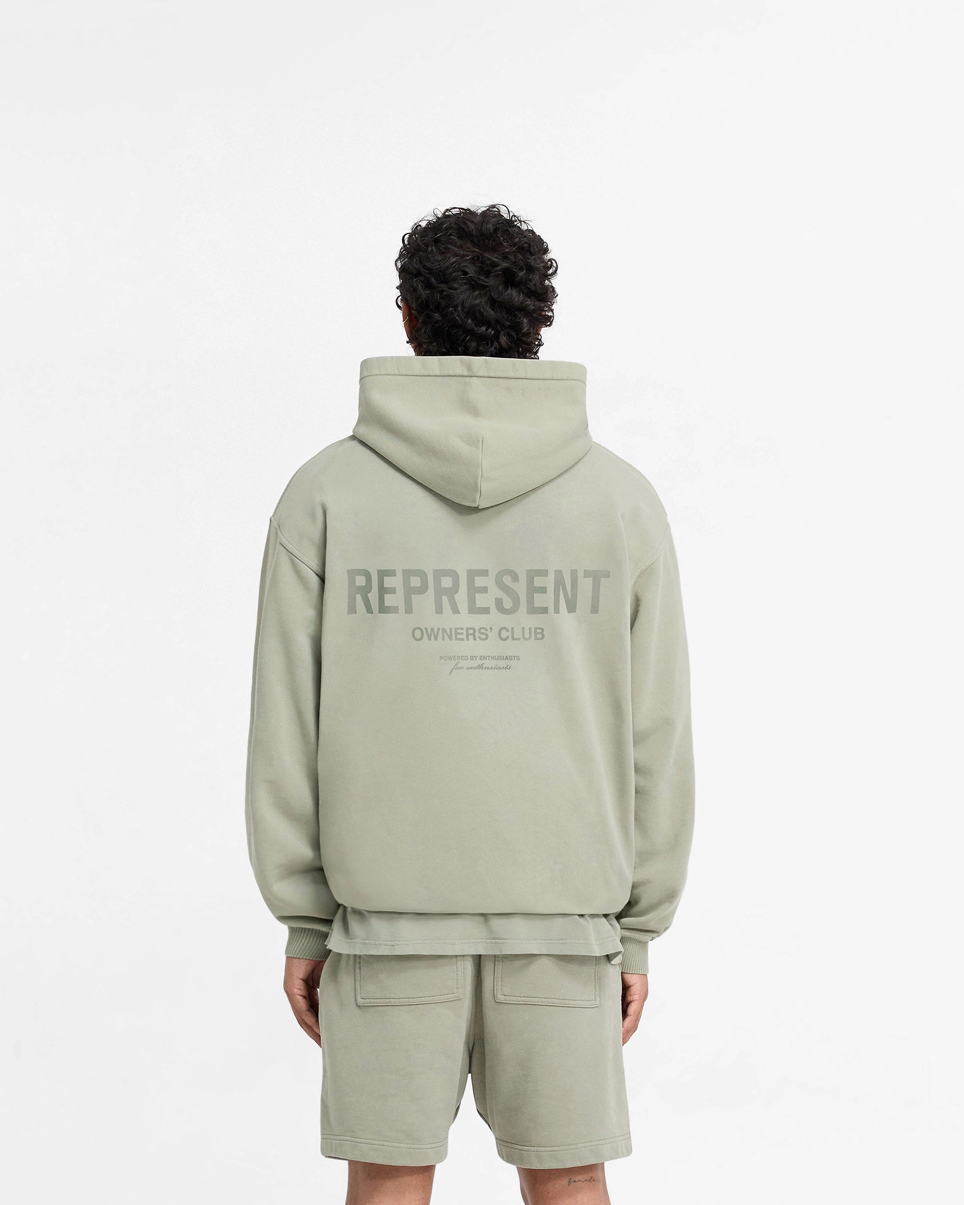 Represent Owners Club Hoodie - Pastel Green Brushed Interior Texture hooded feature