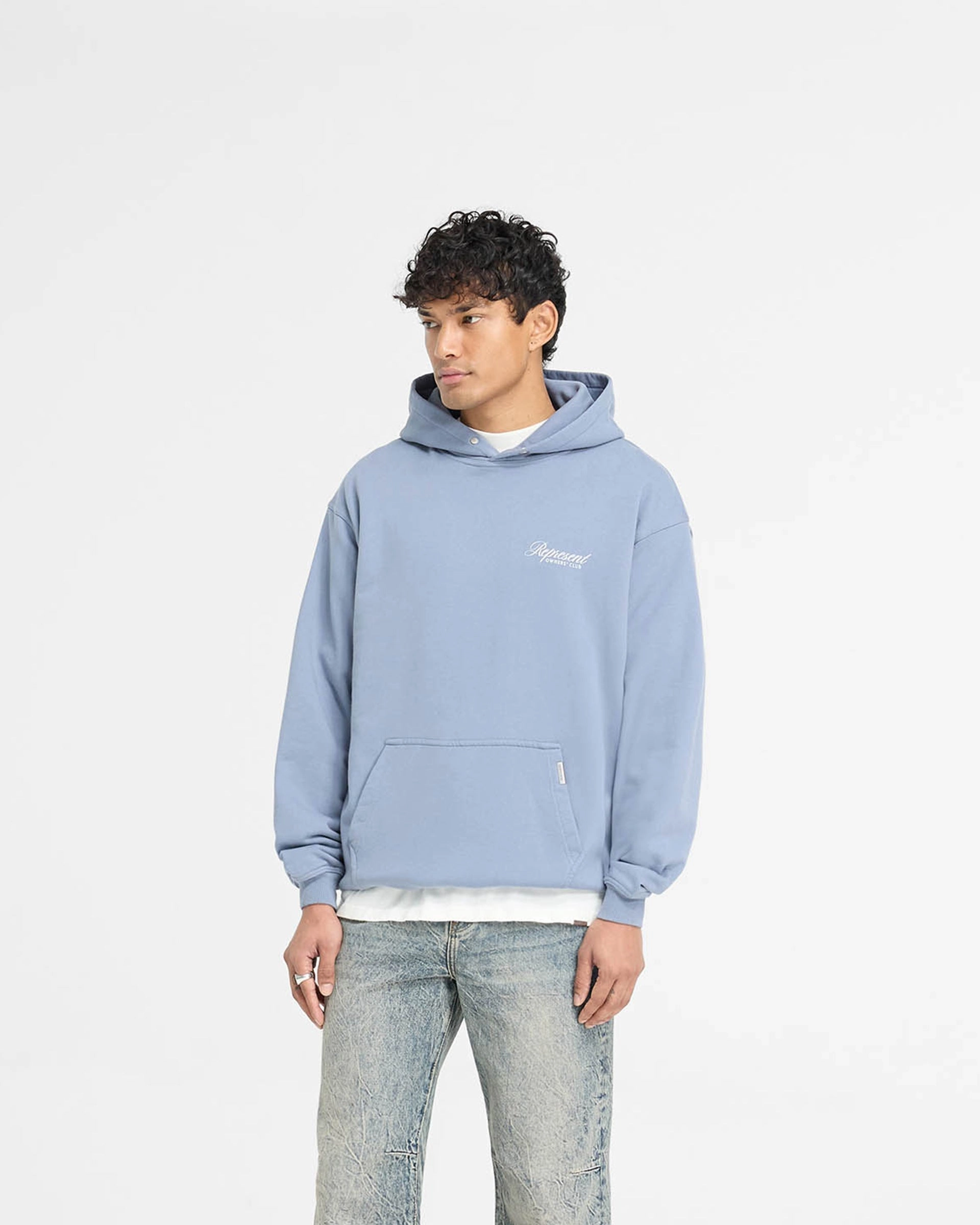 Simple Layers Represent Owners Club Script Hoodie - Dusty Blue