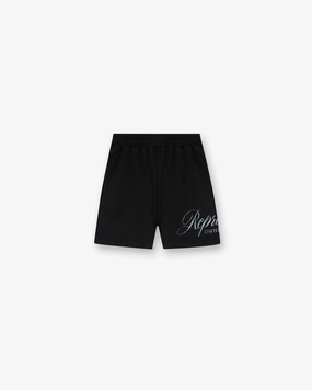 Adjustable drawstring Represent Owners Club Script Mesh Shorts - Black