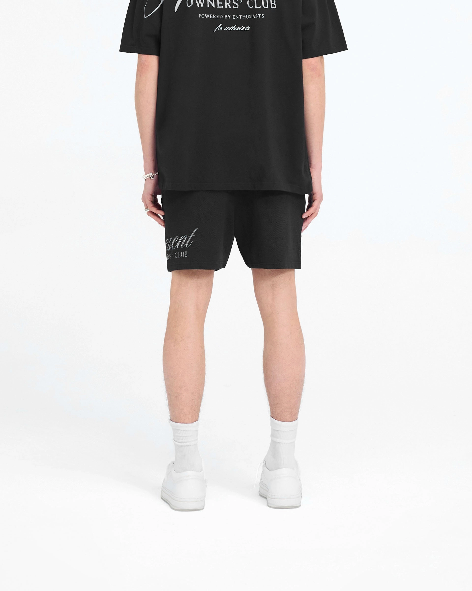 anti static coating Represent Owners Club Script Mesh Shorts - Black