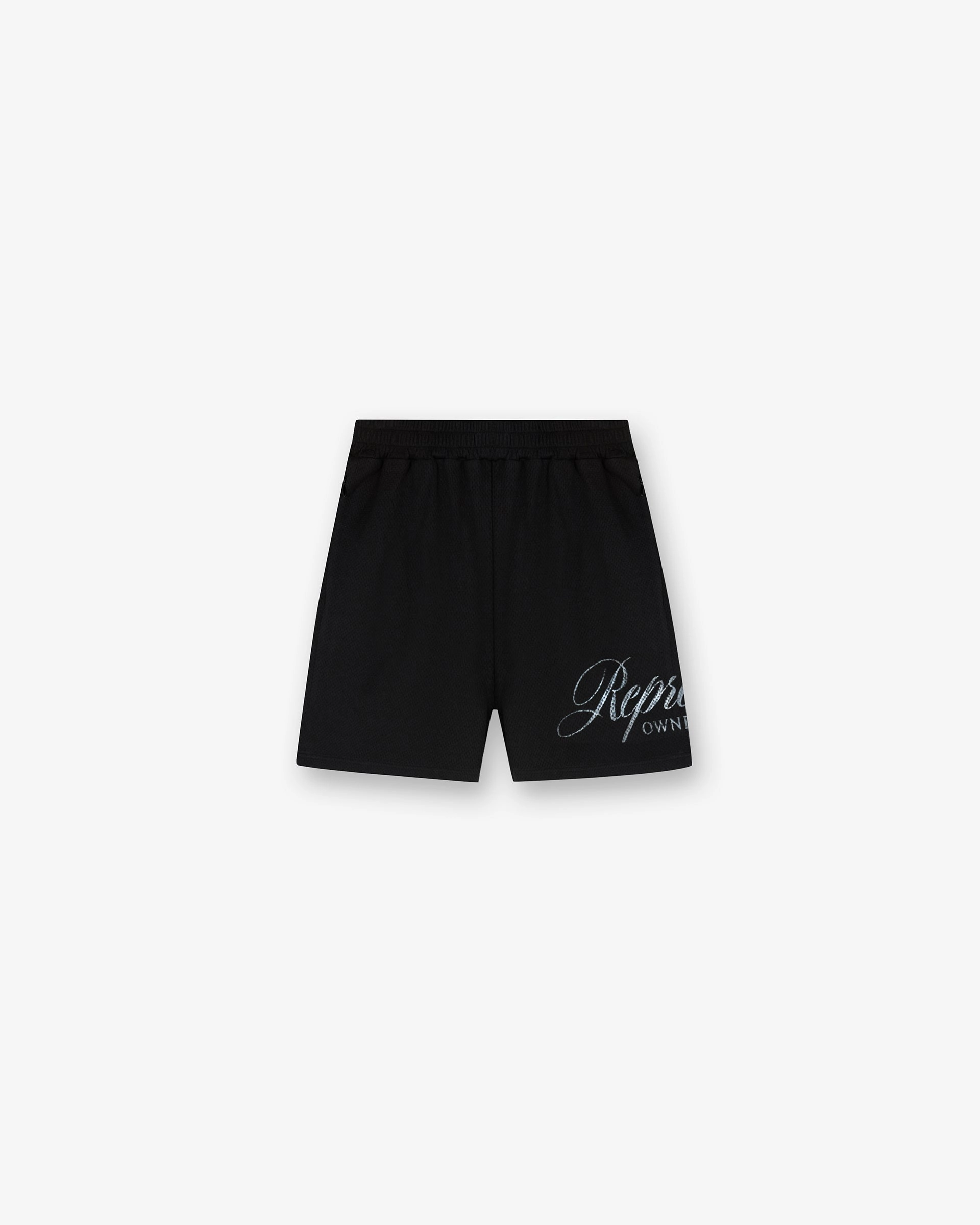 Adjustable drawstring Represent Owners Club Script Mesh Shorts - Black