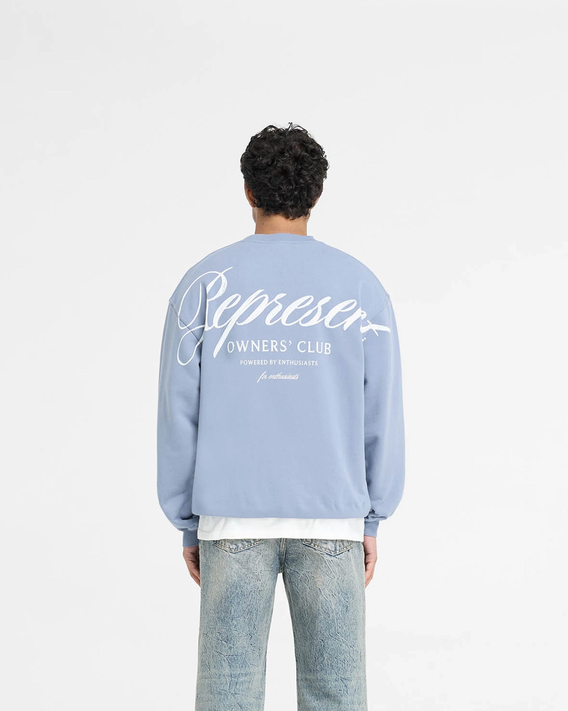 Quick Comfort Comfort Flex Fit Represent Owners Club Script Sweater - Dusty Blue