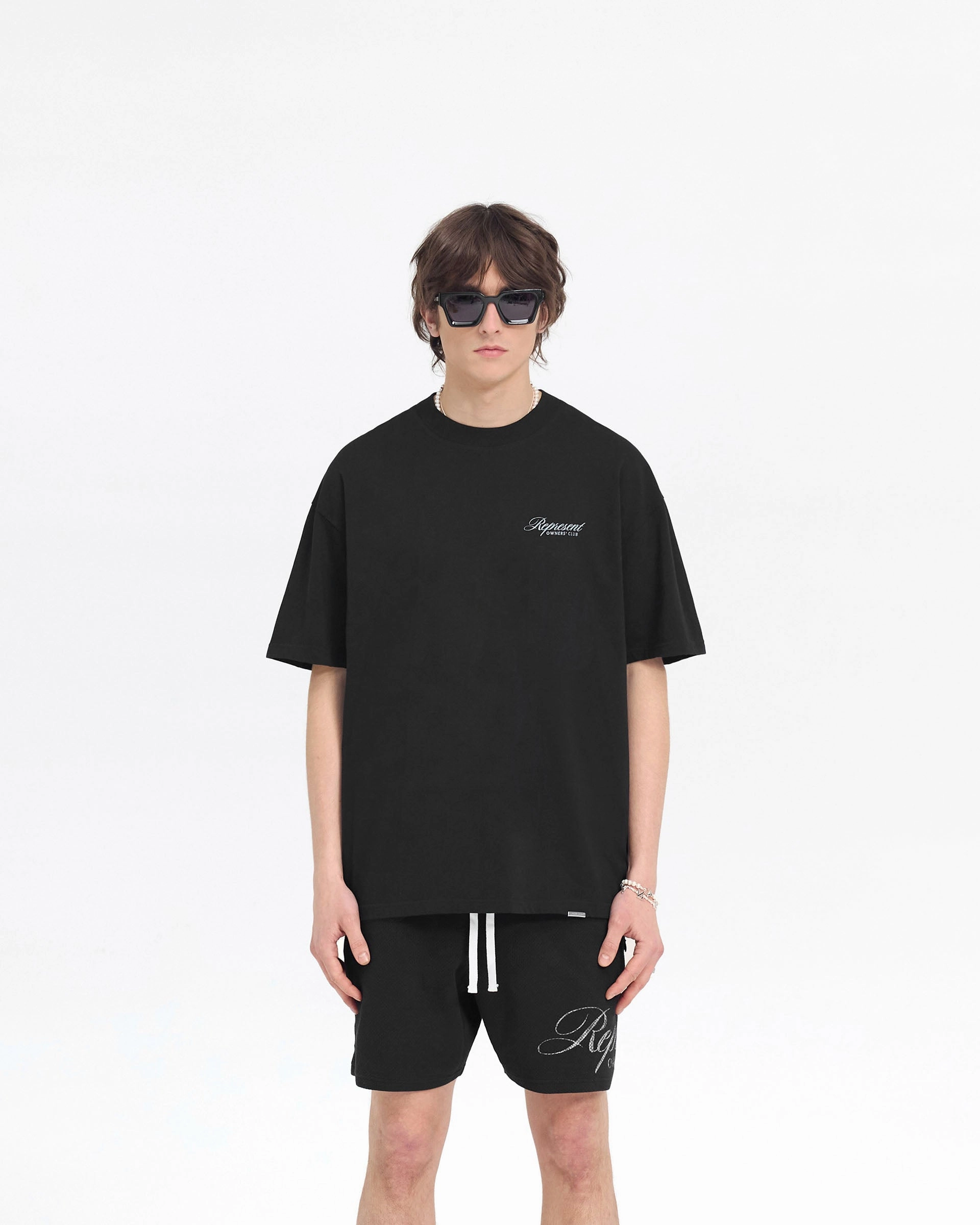Represent Owners Club Script T-Shirt - Black Reinforced Shoulder Stitching