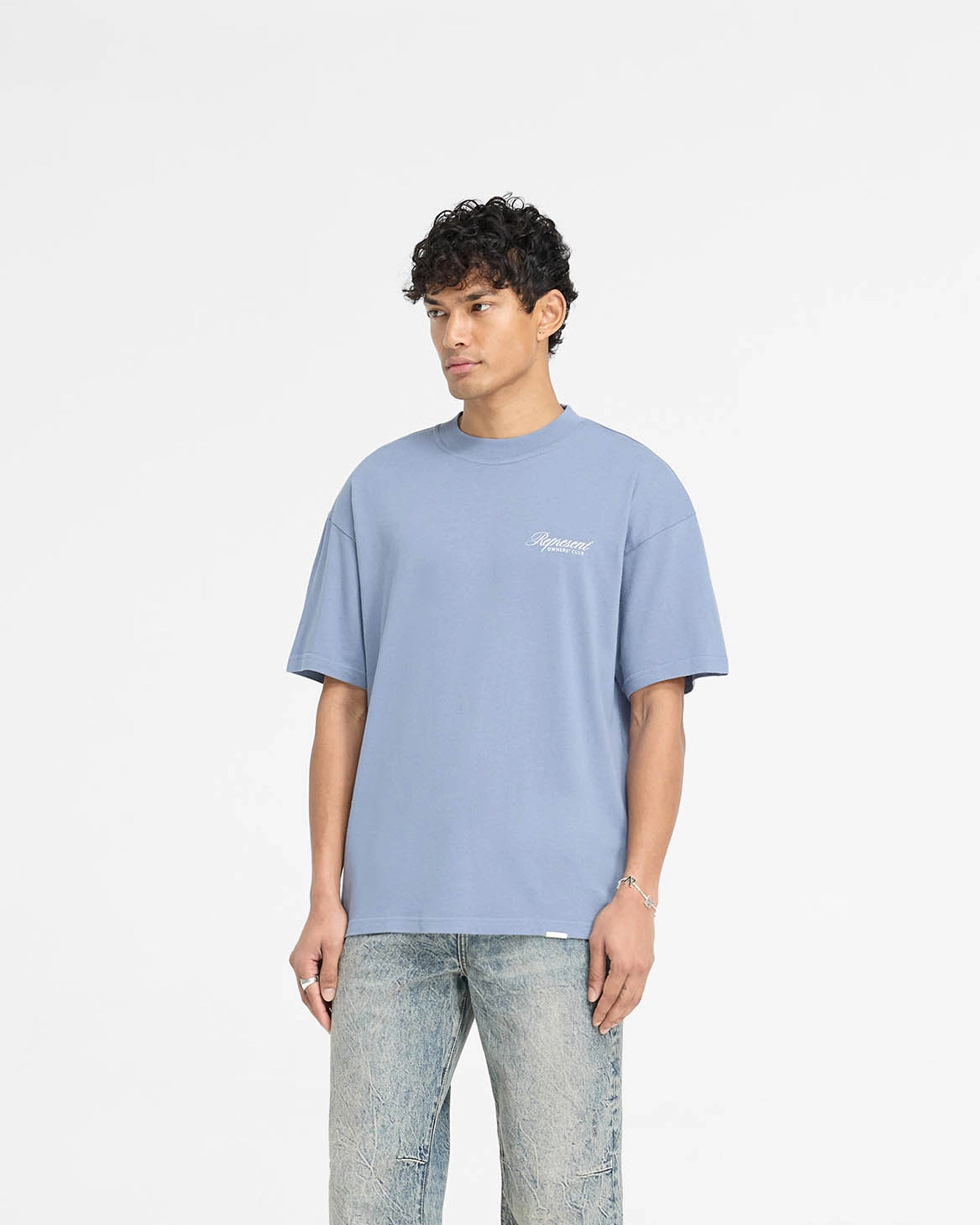 Quick Comfort semi-formal style Represent Owners Club Script T-Shirt - Dusty Blue