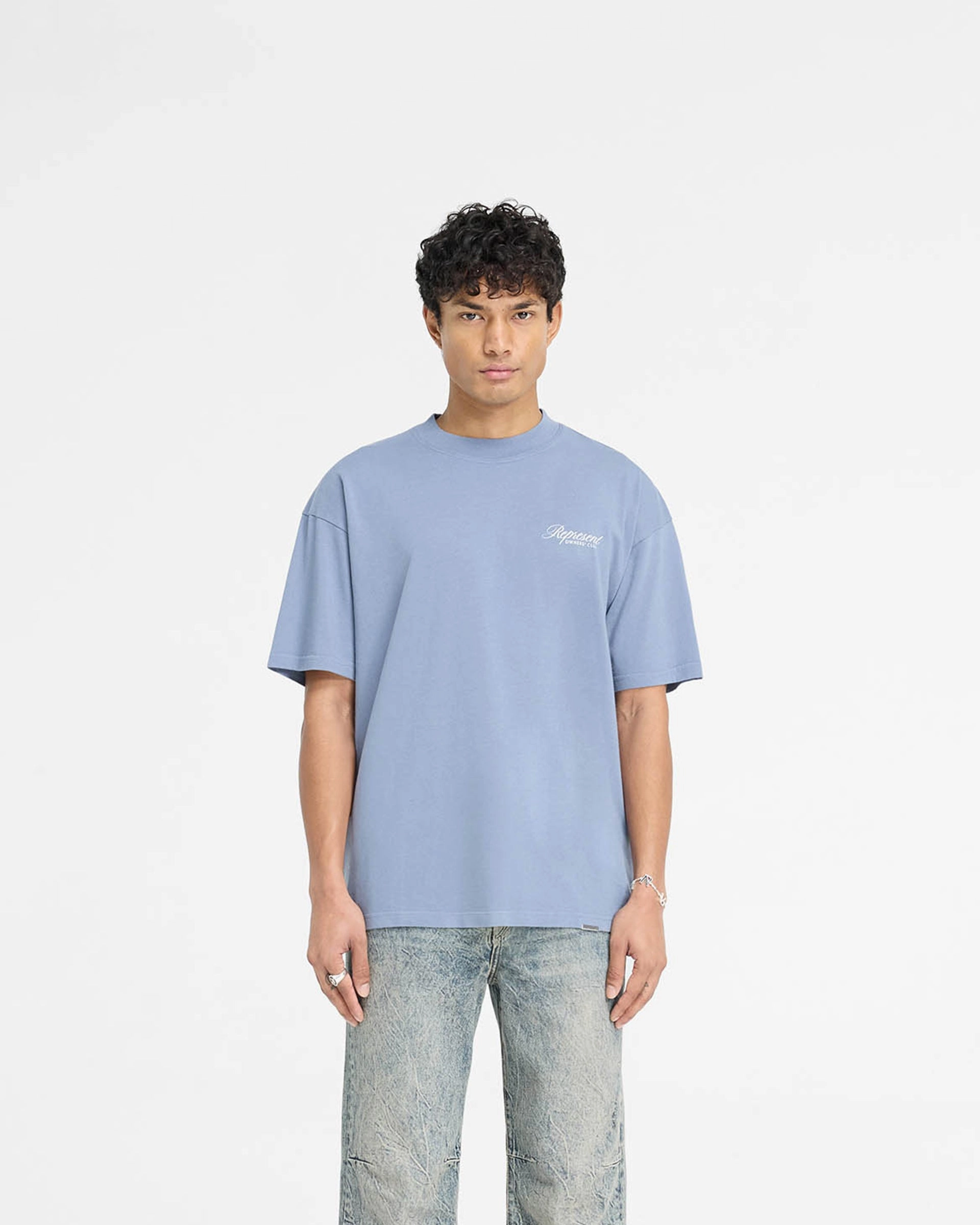 Represent Owners Club Script T-Shirt - Dusty Blue Quick Dry Wear Fit