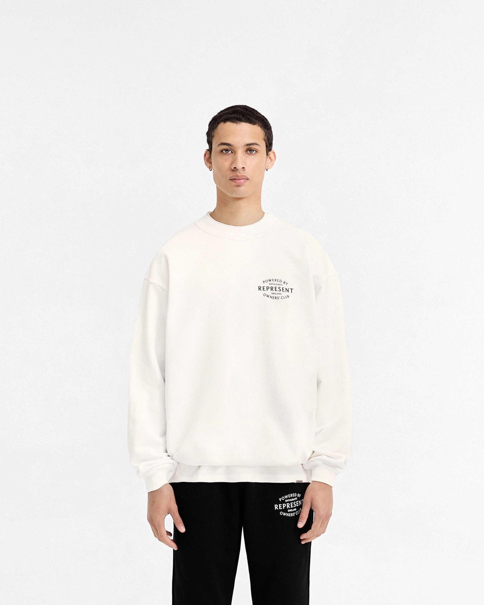 Soft Touch Comfort Casual Ease Represent Owners Club Stamp Sweater - Flat White