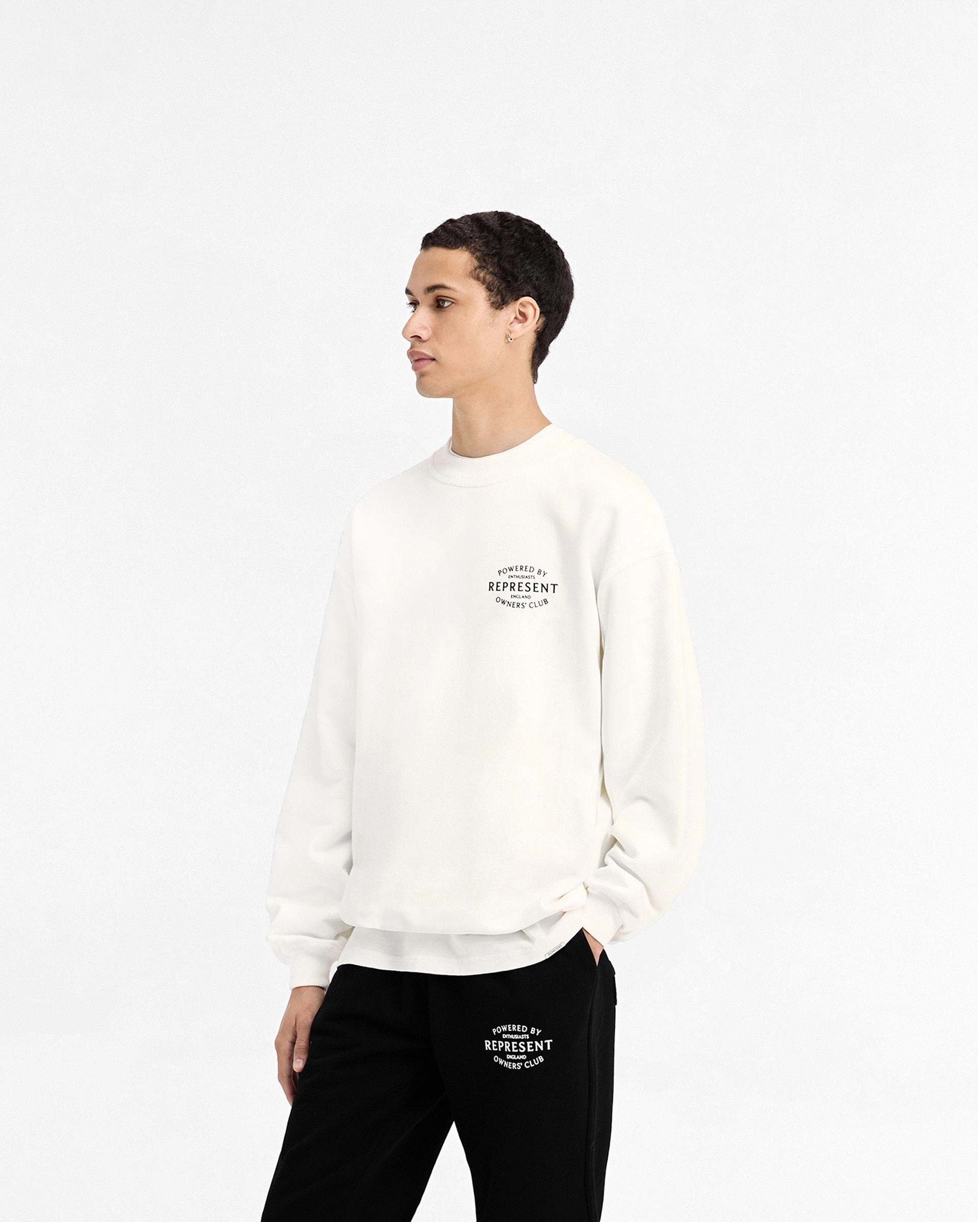 Represent Owners Club Stamp Sweater - Flat White Essential Layering