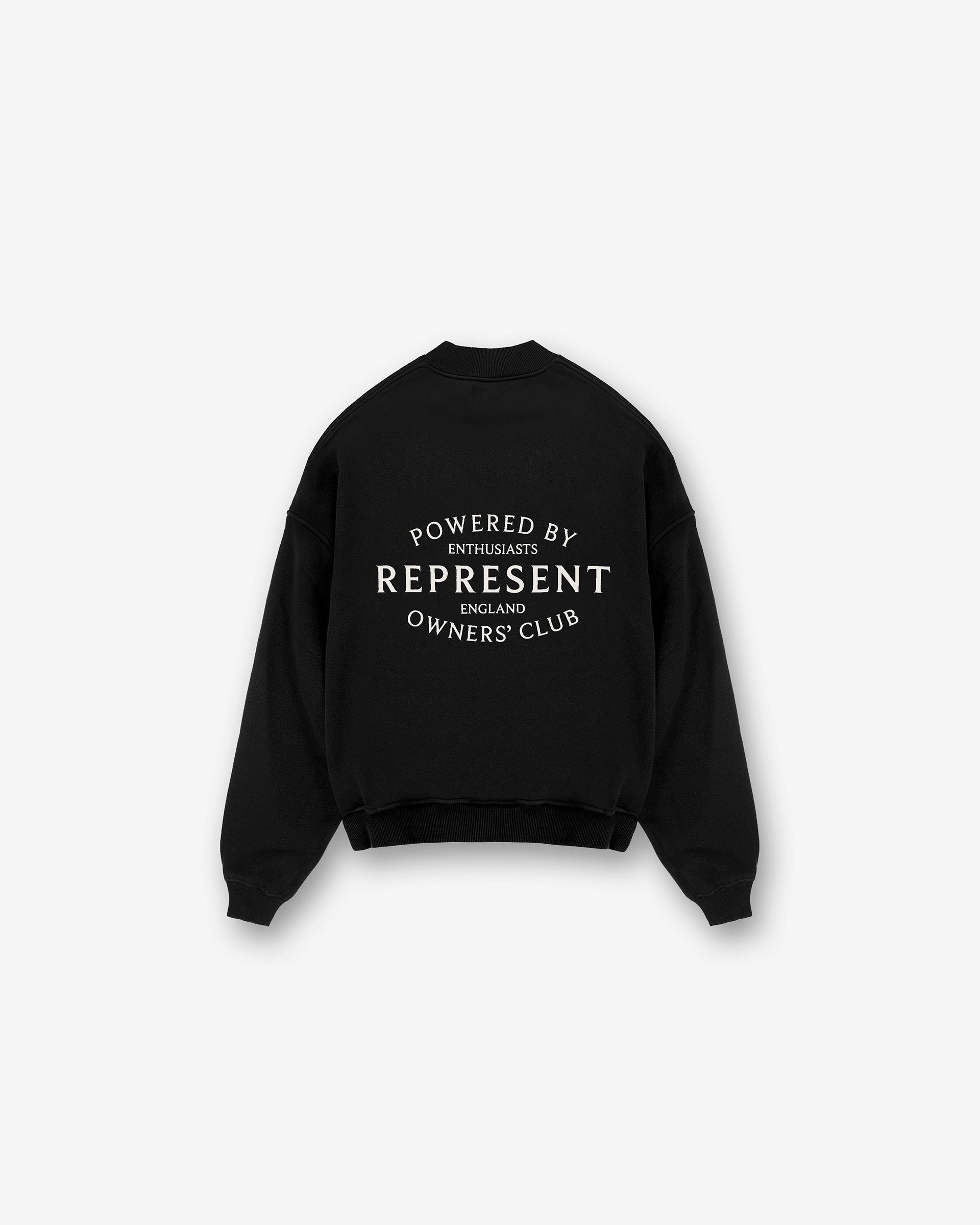 Comfort Fit Design Chilly Layering Represent Owners Club Stamp Sweater - Jet Black