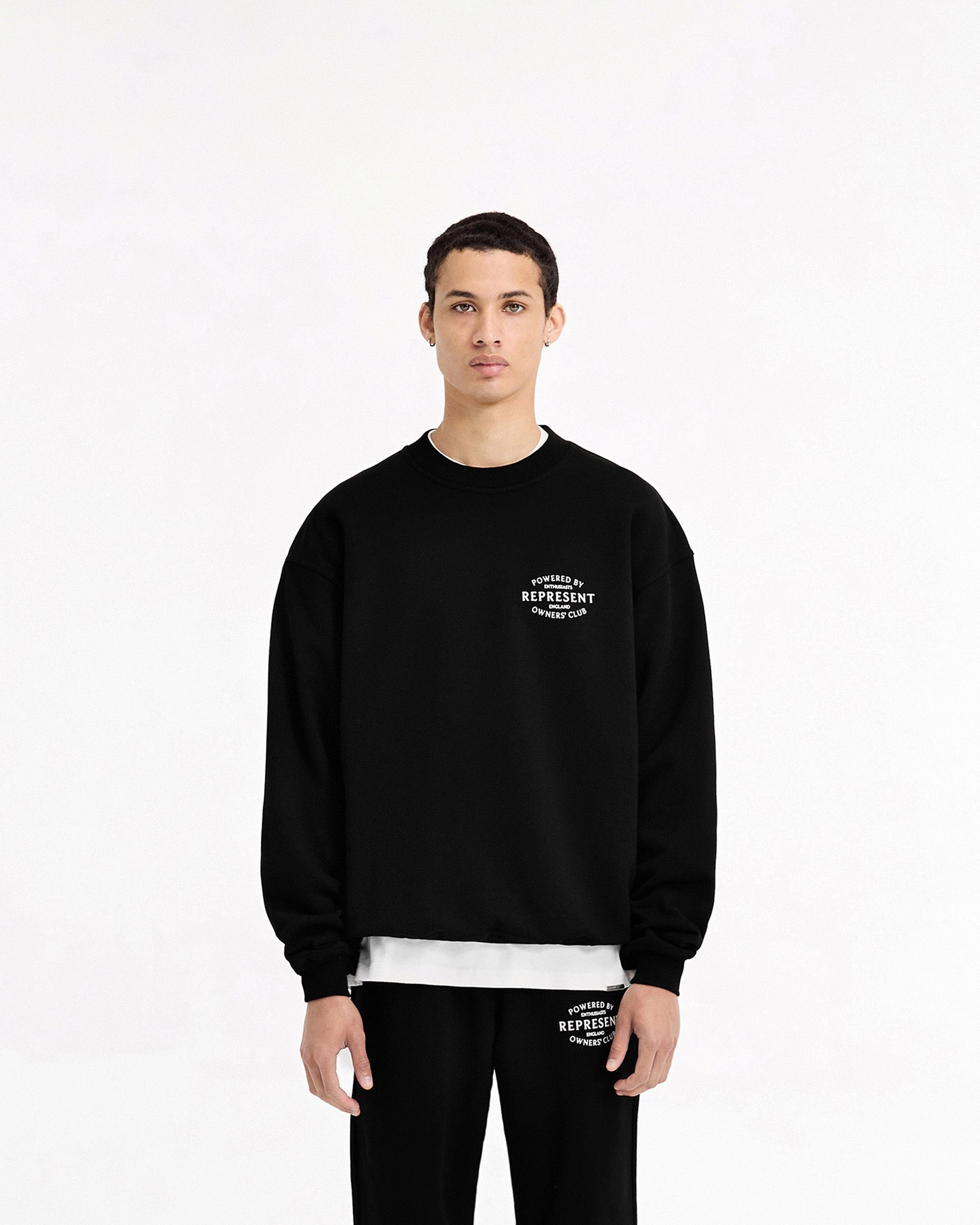 Represent Owners Club Stamp Sweater - Jet Black Cozy Fit Wear All-Day Wear