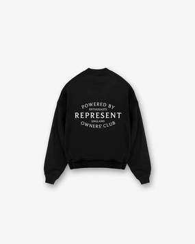 Comfort Fit Design Chilly Layering Represent Owners Club Stamp Sweater - Jet Black