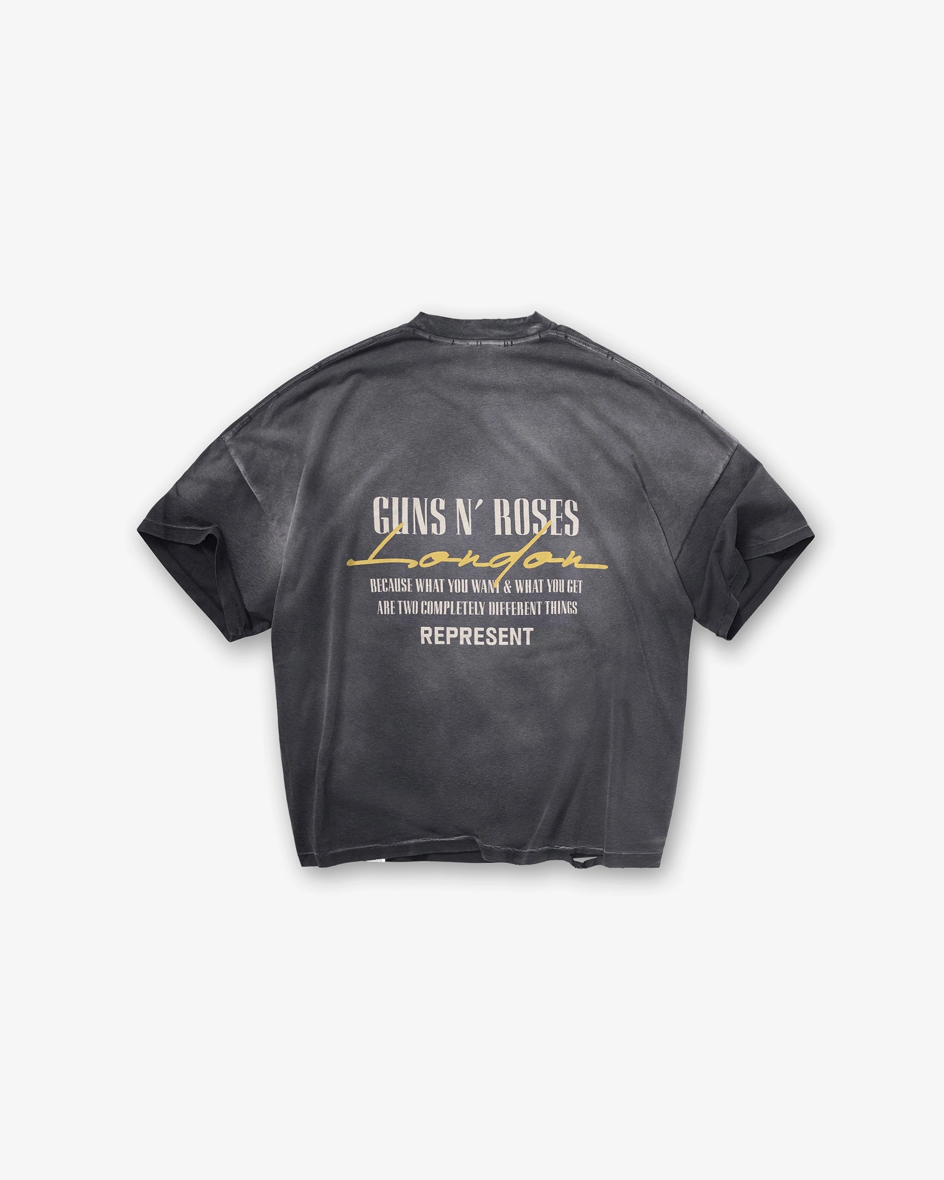 Represent X Guns N' Roses Cross T-Shirt - Stained Black Complementary Colors Seasonal top
