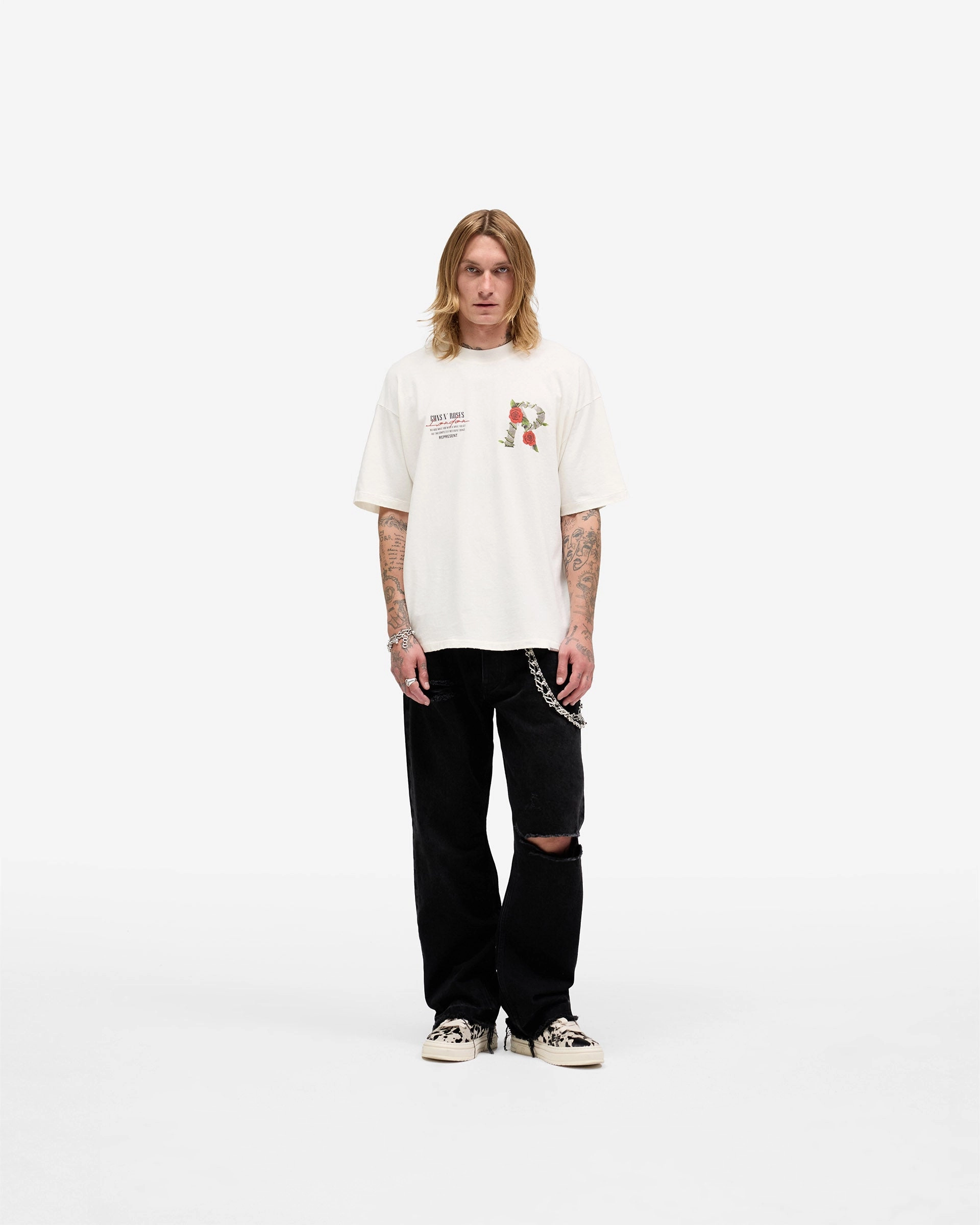 Represent X Guns N' Roses Tour T-Shirt - Flat White FadeResistant Coating
