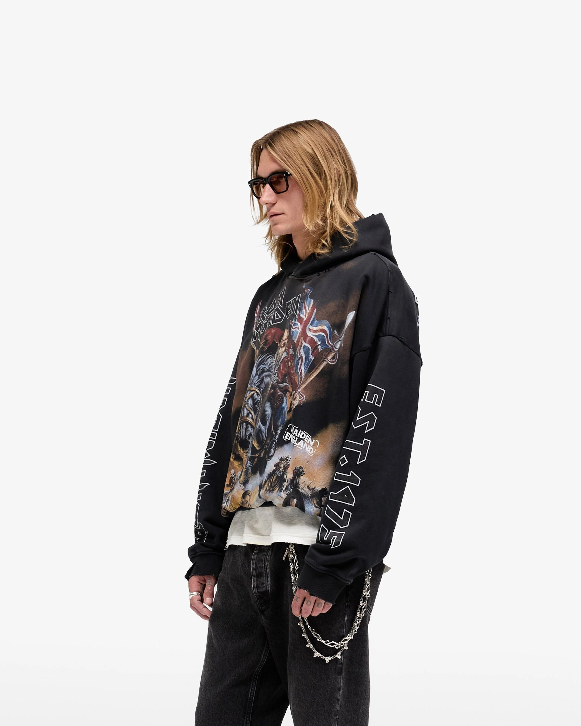 Raglan sleeves Urban Style Represent X Iron Maiden Steed Hoodie - Stained Black