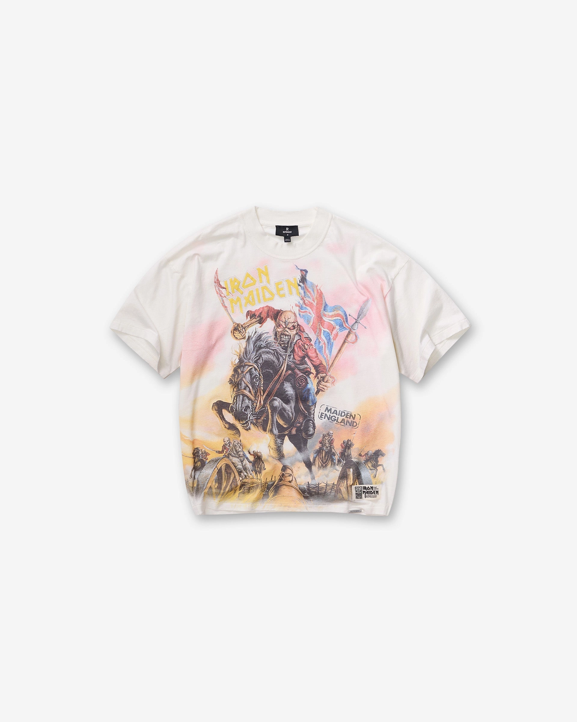 Stretch Jersey Knit All-Weather Wear Represent X Iron Maiden Steed T-Shirt - Flat White