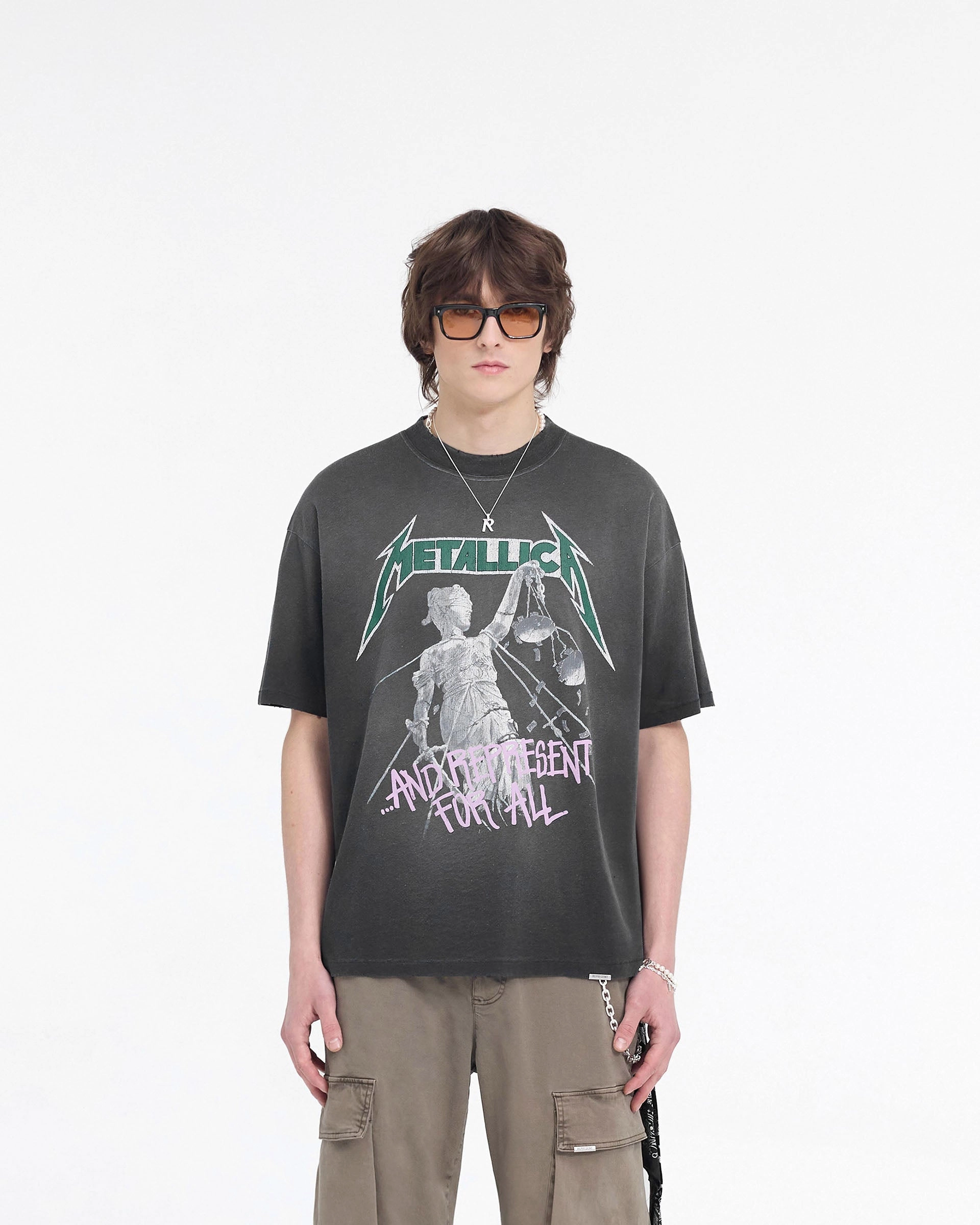 Represent X Metallica Justice T-Shirt - Stained Black Chilly Comfort
