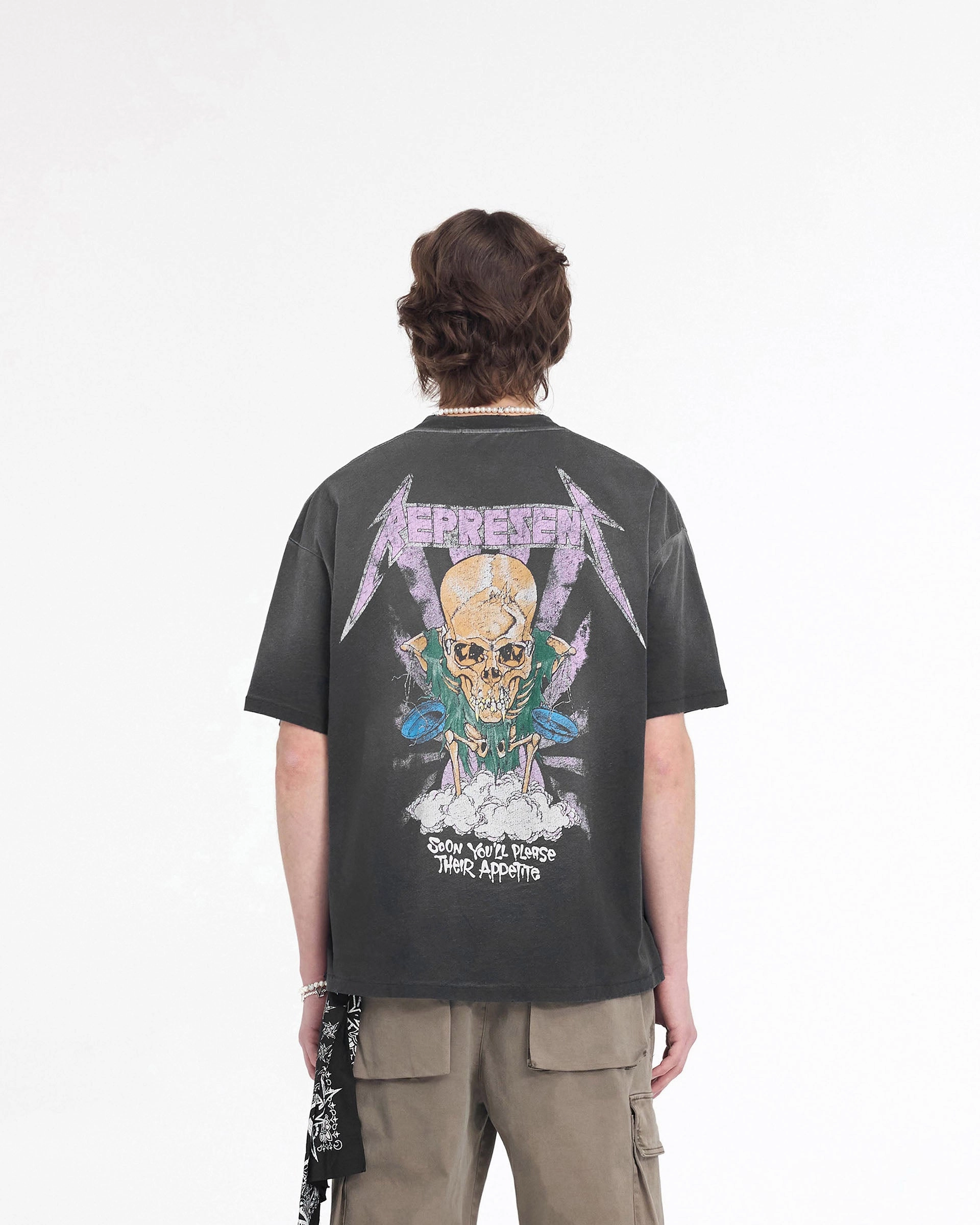 Represent X Metallica Justice T-Shirt - Stained Black LayeredHemDetails