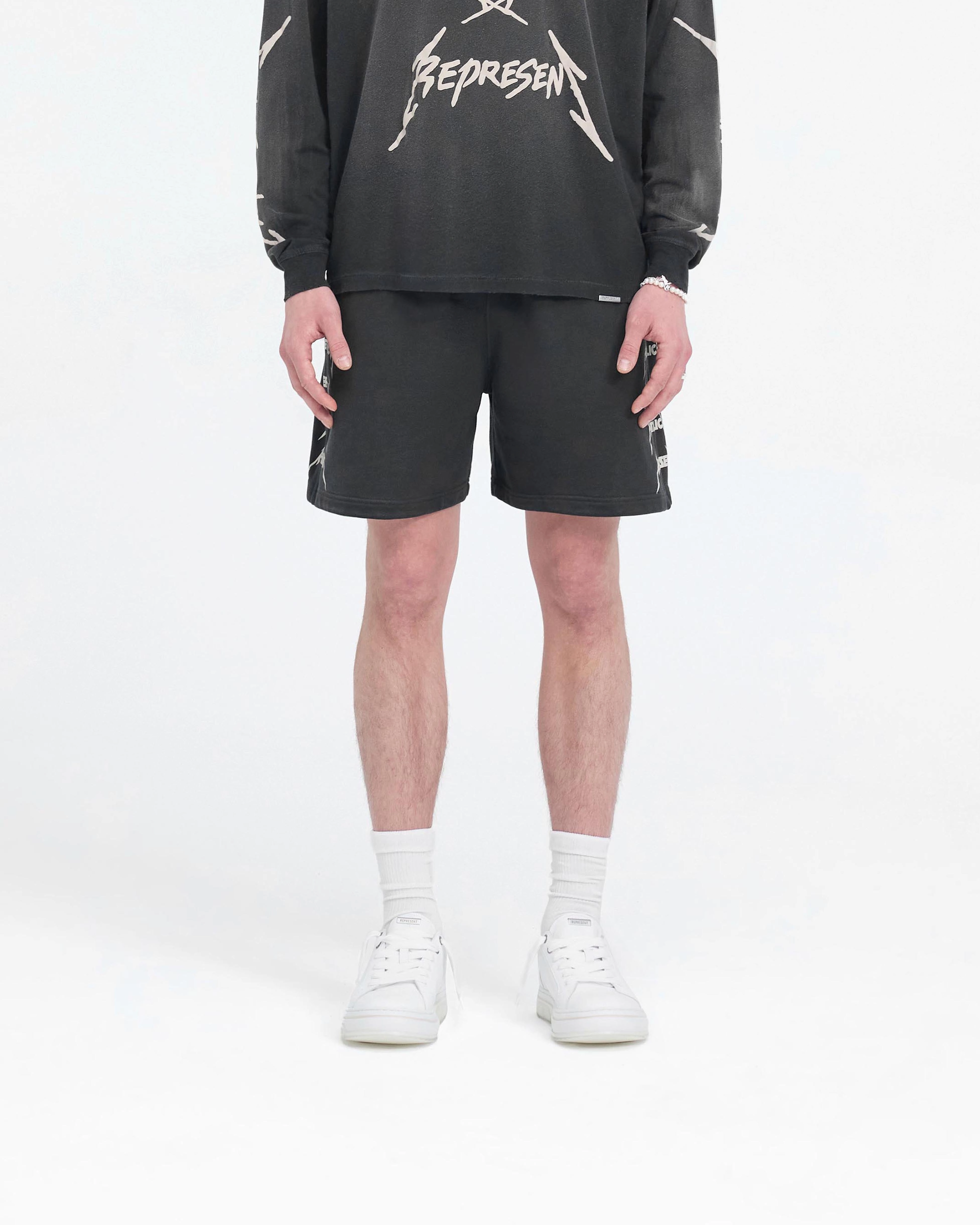 Denim shorts Represent X Metallica Local Crew Short - Stained Black