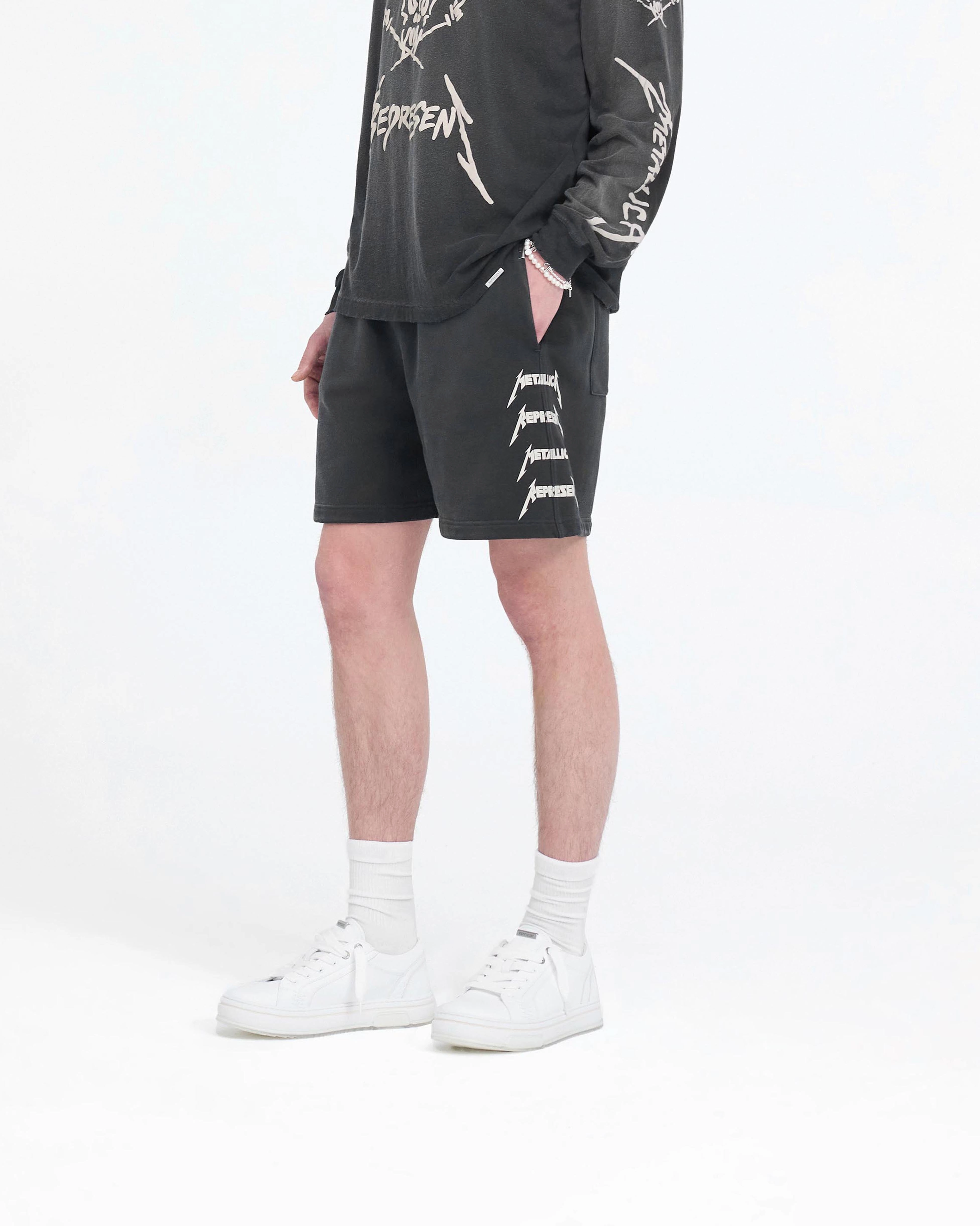 Represent X Metallica Local Crew Short - Stained Black Reinforced Gusset