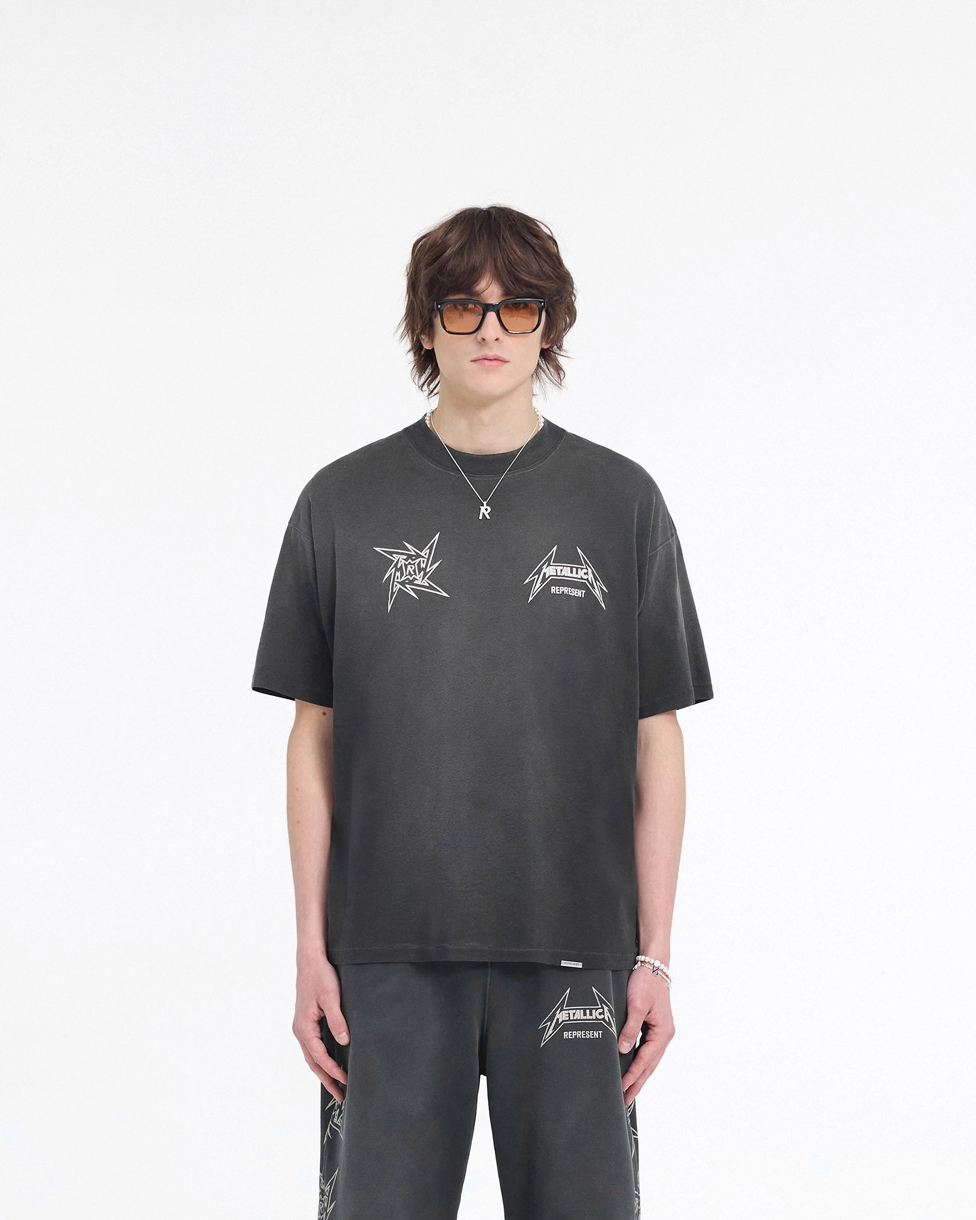 Layered Look Represent X Metallica Local Crew T-Shirt - Stained Black