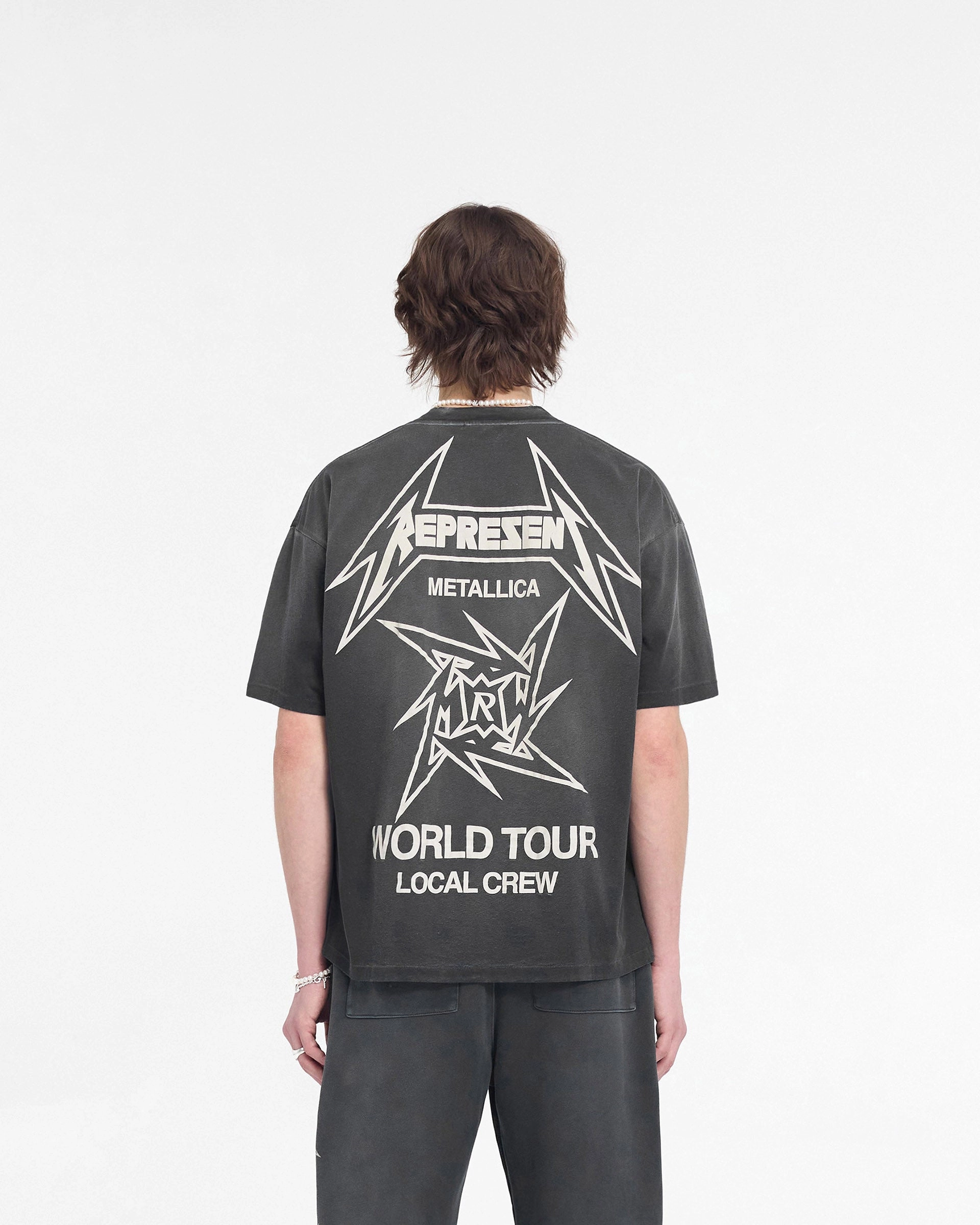 Represent X Metallica Local Crew T-Shirt - Stained Black NonIronTechnology Stretch Knit