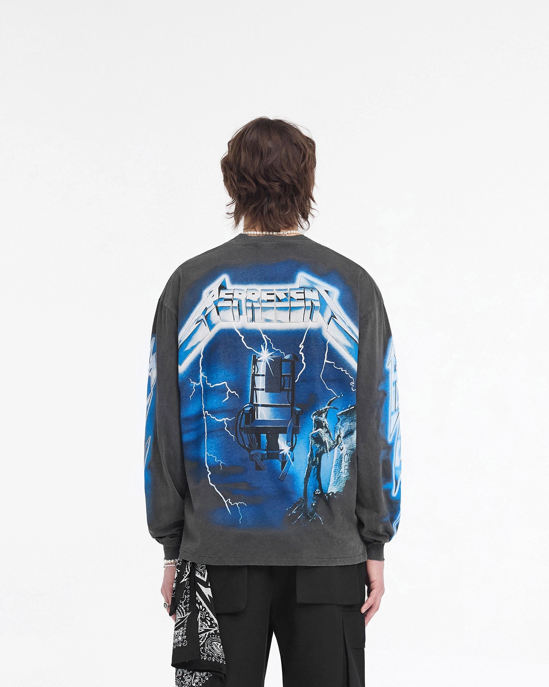 Timeless Top Represent X Metallica Ride The Lightning Long Sleeve T-Shirt - Vintage Grey