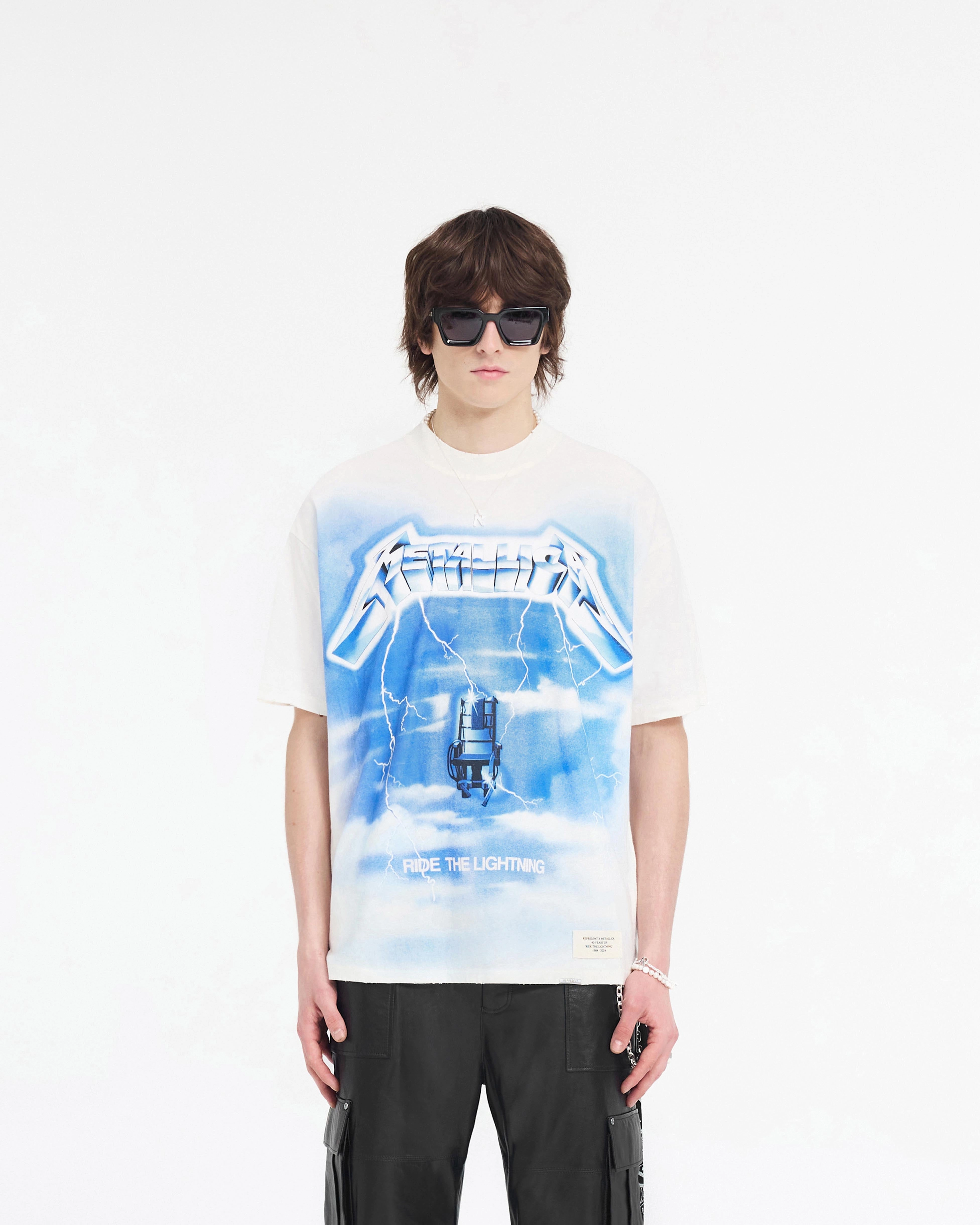 Sleeveless freedom Represent X Metallica Ride The Lightning T-Shirt - Flat White